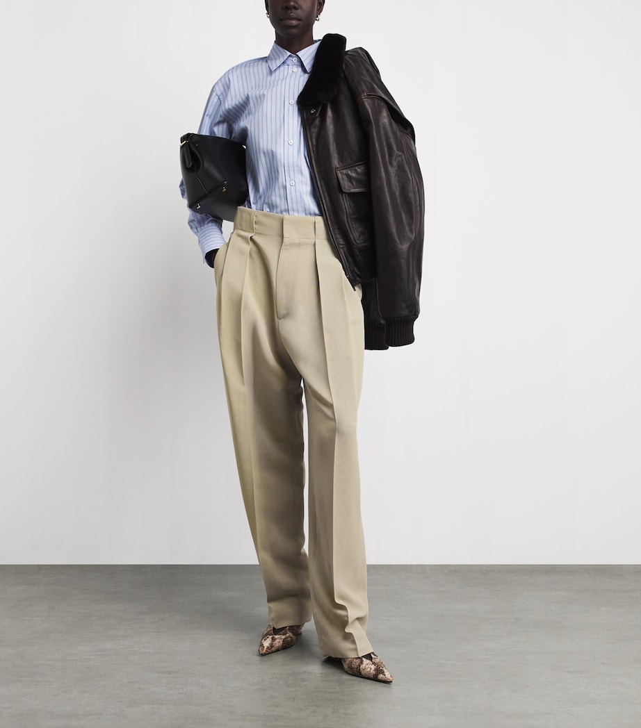 Victoria Beckham Womens Pleated Tailored Trousers Camel Melange Image 2