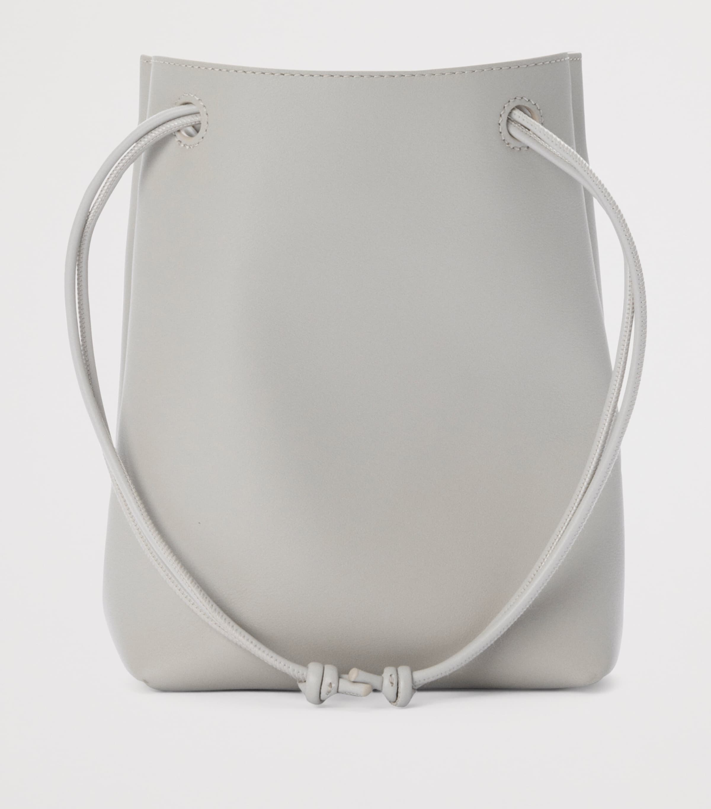 Leather Pebble Pouch Bag SHELL GREY Image 3