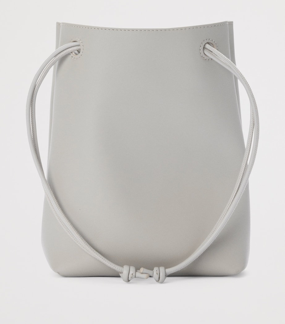 Leather Pebble Pouch Bag SHELL GREY Image 3