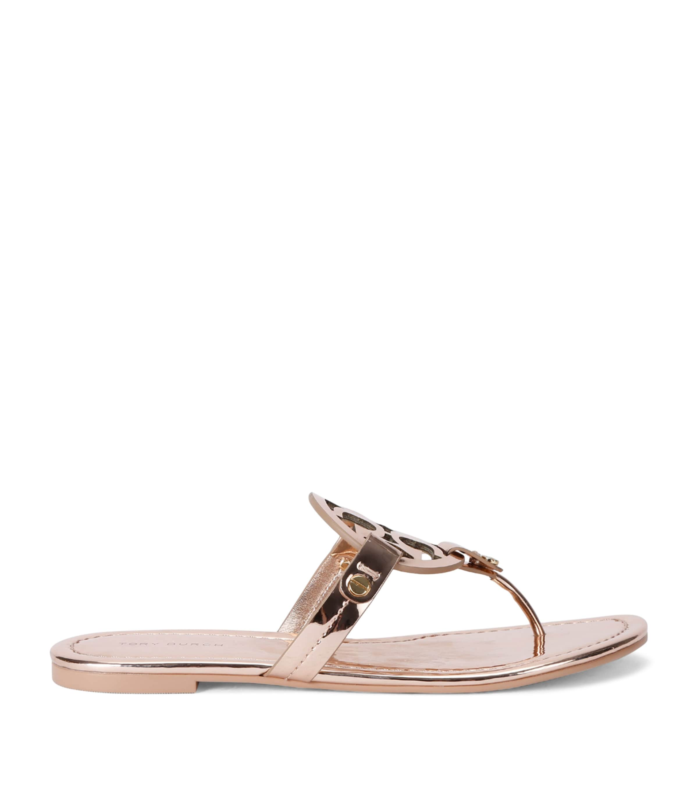 TORY BURCH METALLIC MILLER LOGO SANDALS