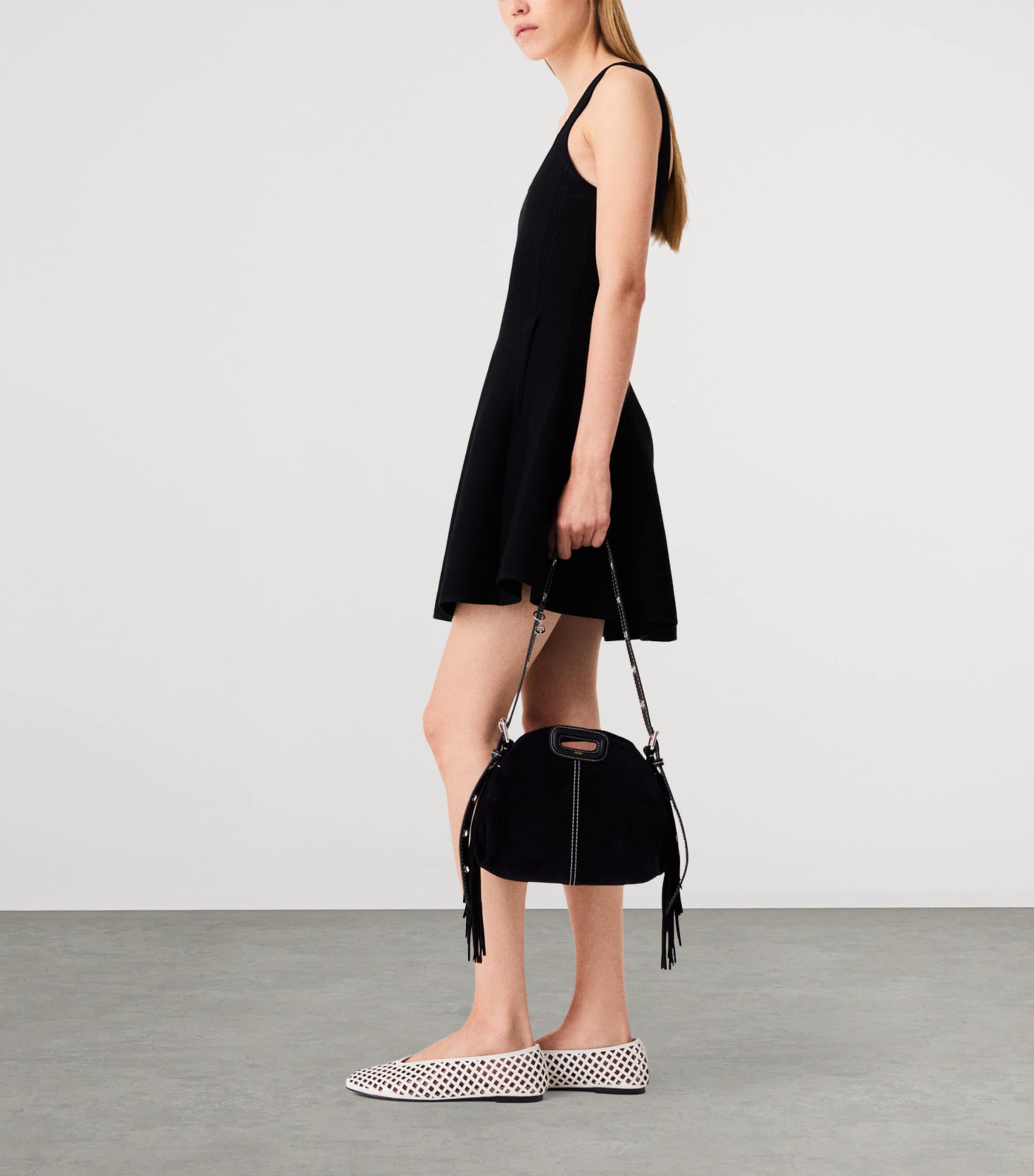 Maje Womens Layered Mini Dress Black Image 3