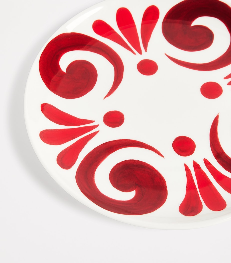 Porcelain Kallos Salad Plate (24cm) DEEP RED ON WHITE Image 4