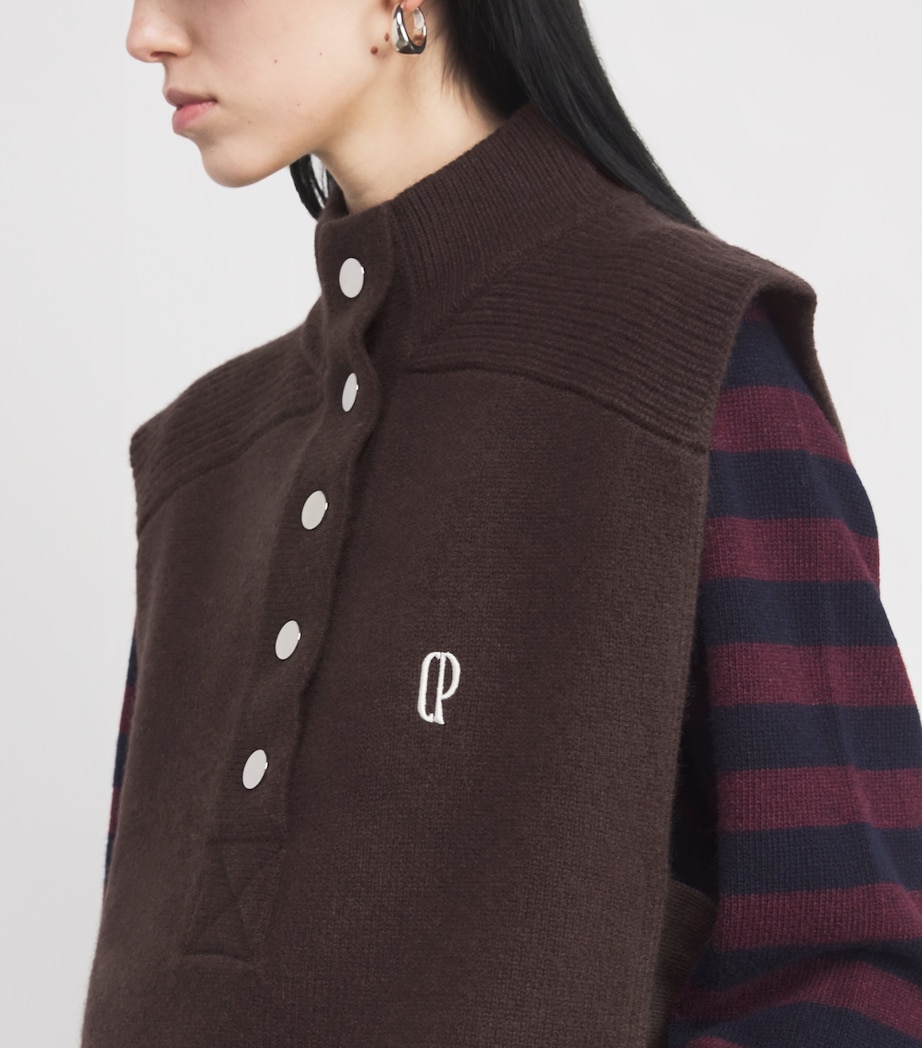 Embroidered-Logo Sweater Vest BROWN Image 5