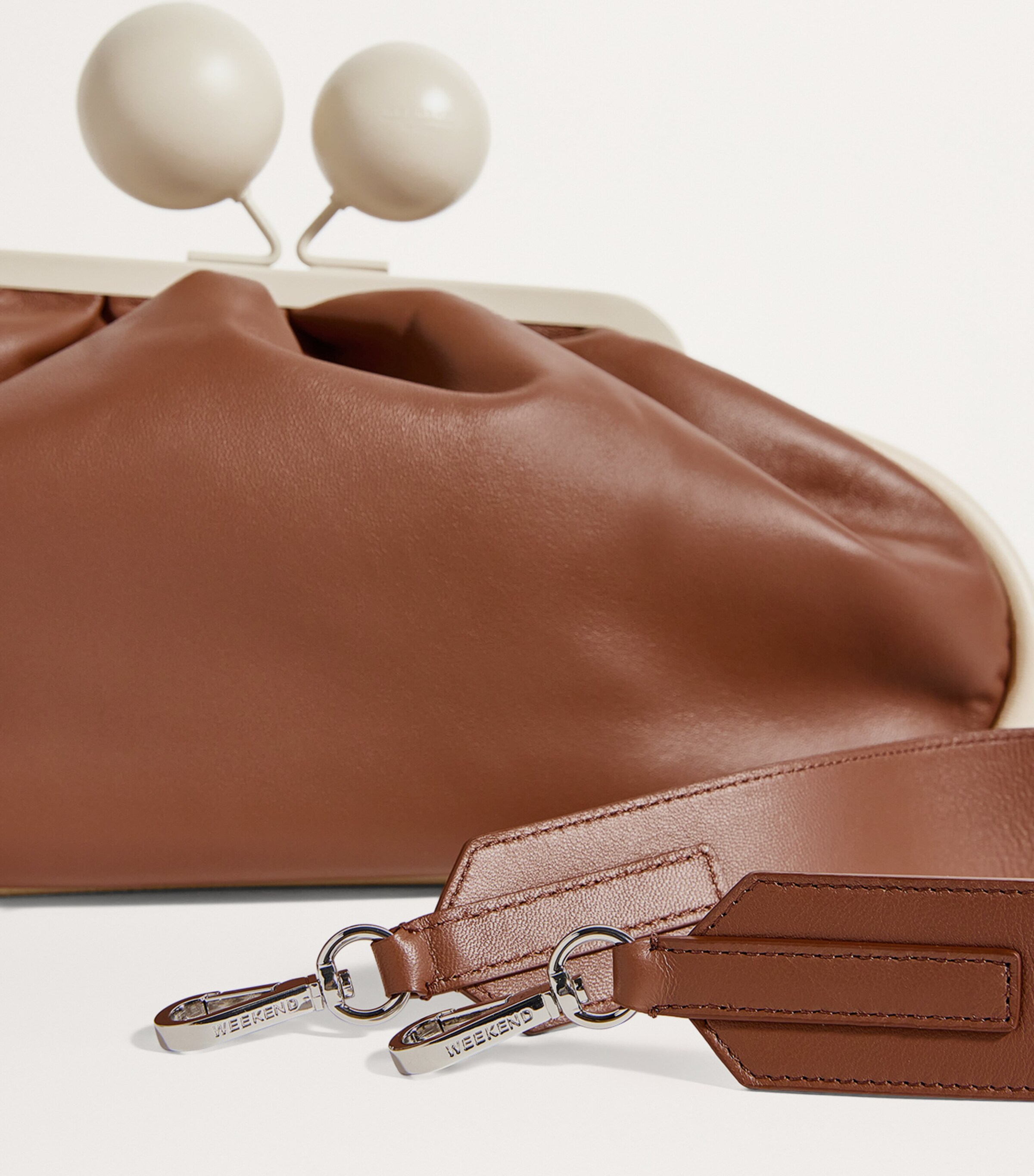 Weekend Max Mara Brown Medium Leather Pasticcino Clutch Bag