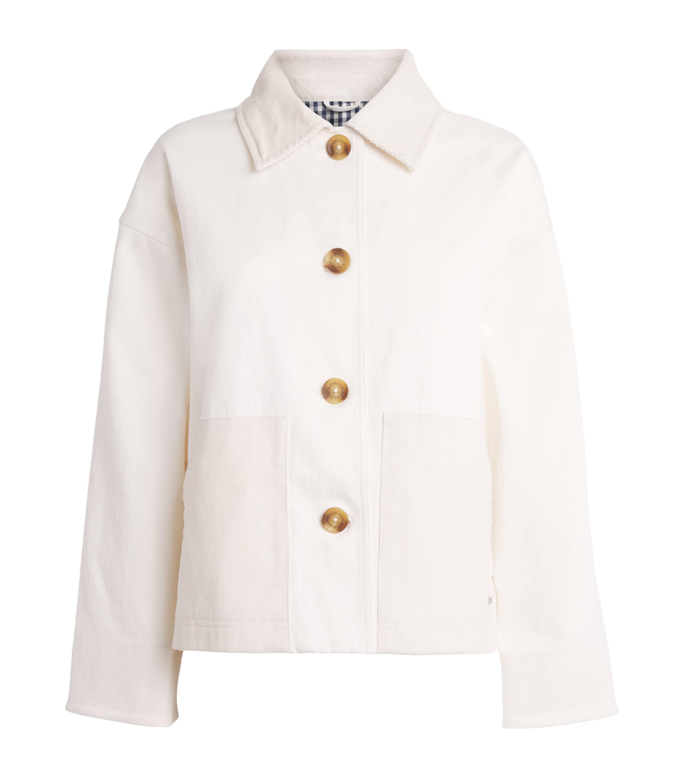 Barbour Womens Stretch-Cotton Cloverdale Jacket Neutral Image 1