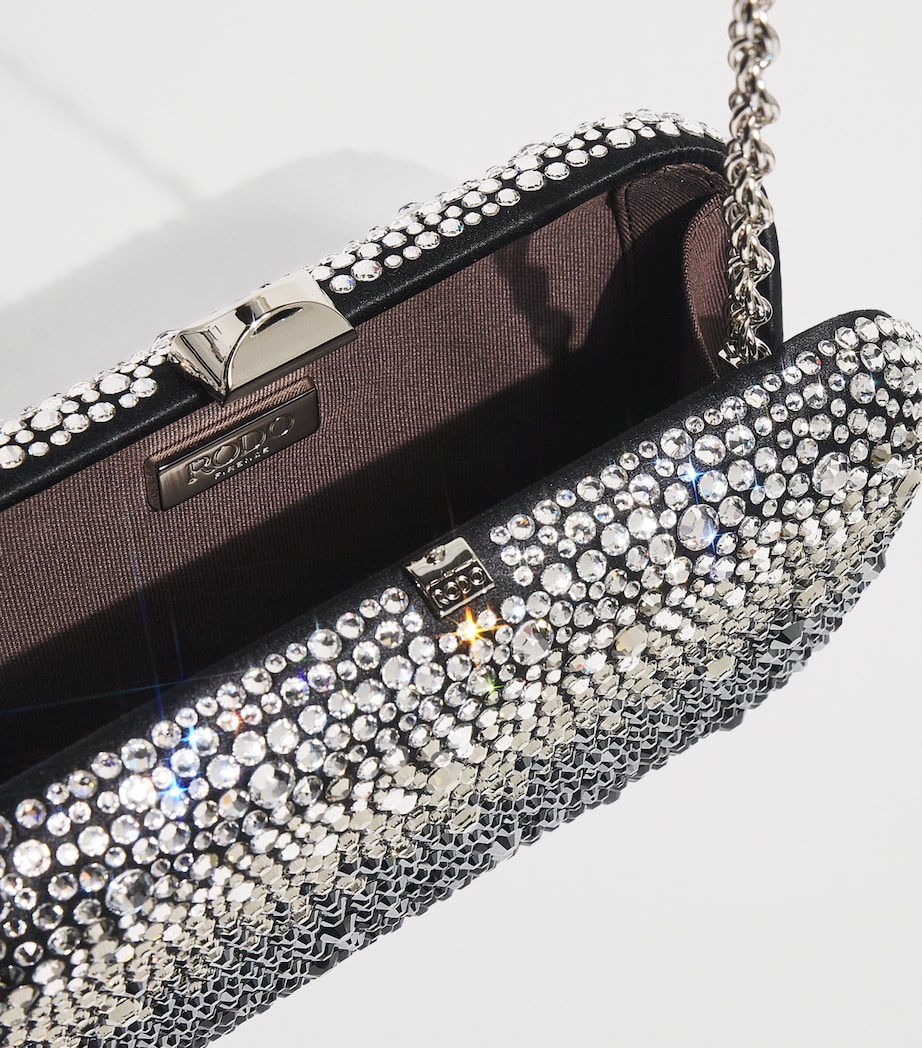 Satin Embellished Clutch Bag 0106 BLACK SATIN Image 4