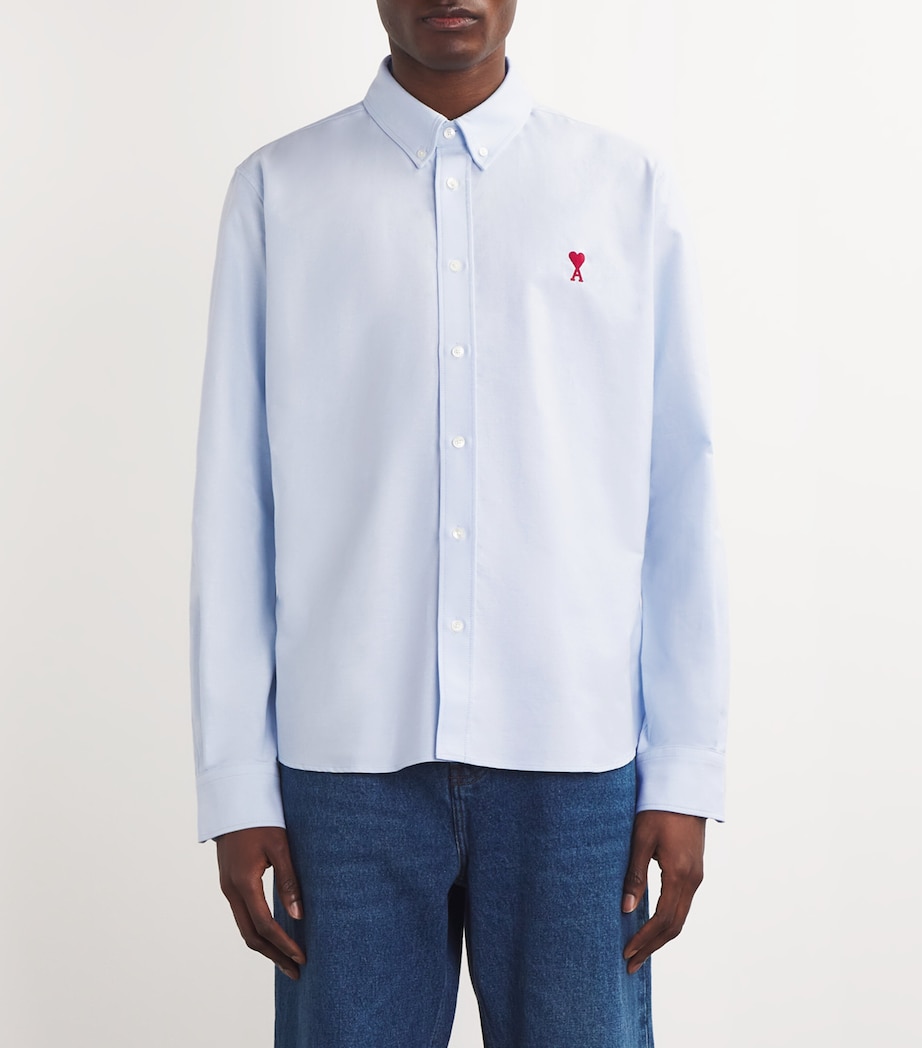 AMI Paris Mens Cotton Ami de Coeur Shirt Bleu Image 3