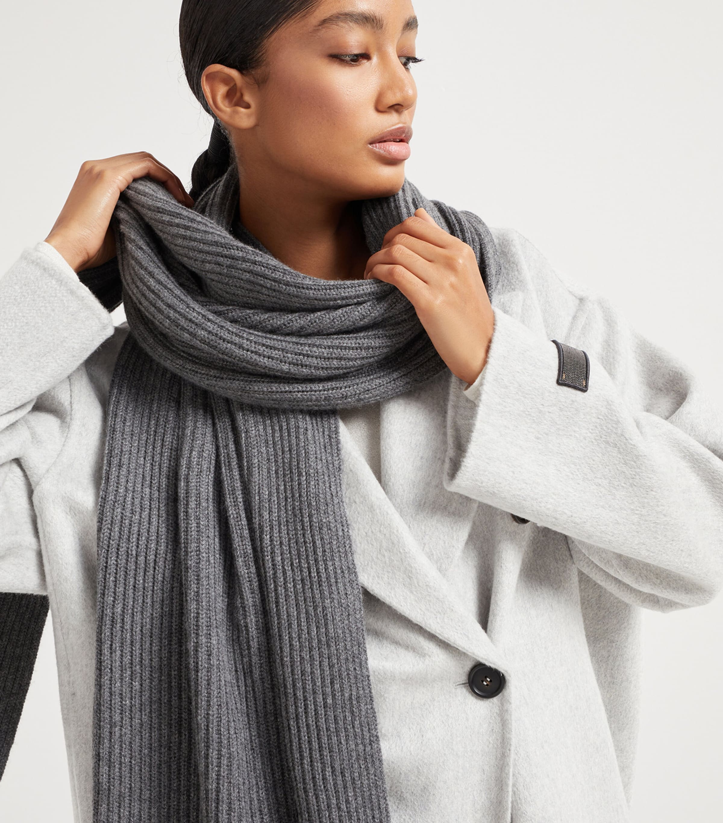 Cashmere English Rib Monili Scarf CGF16 Image 2