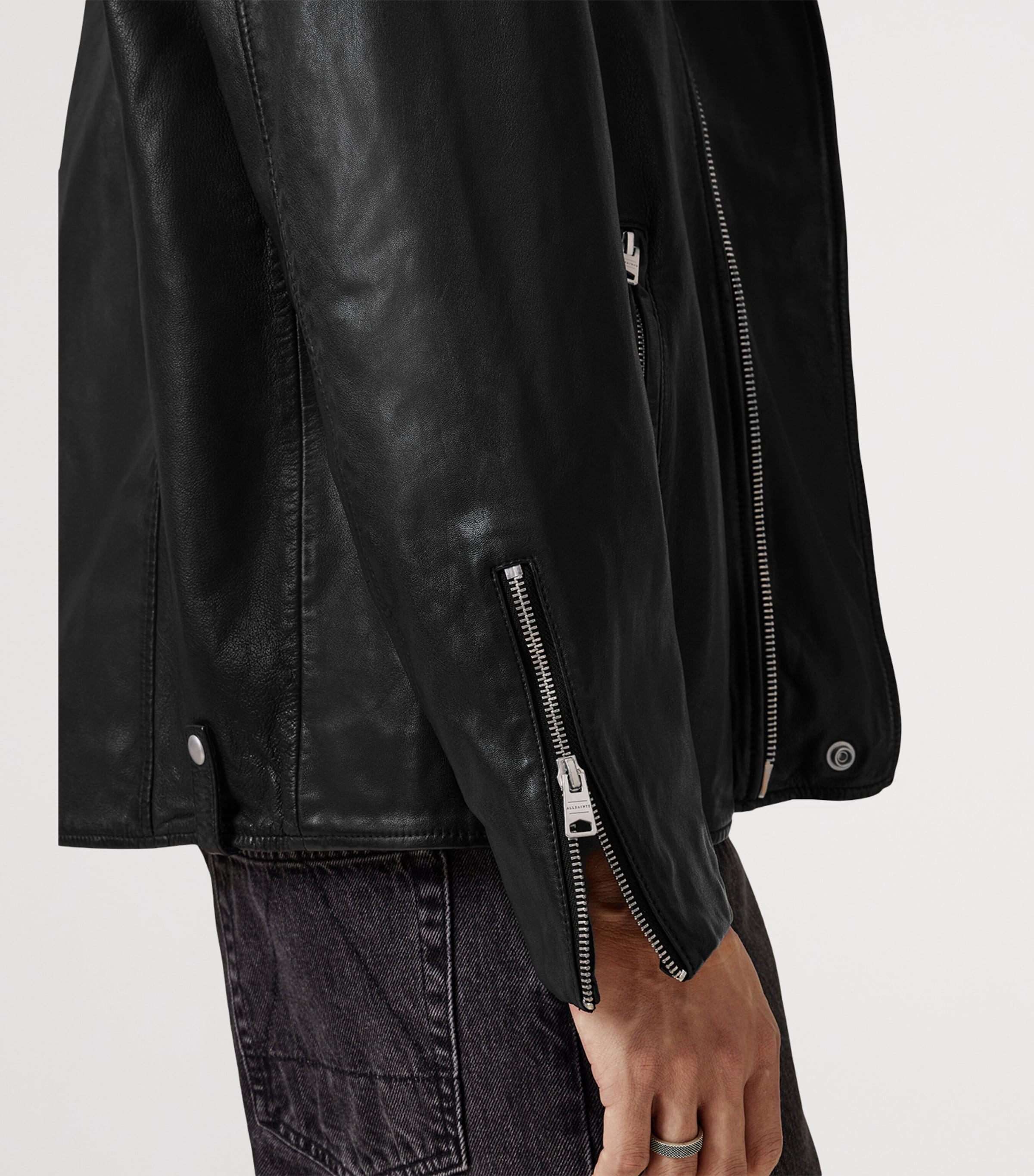Leather Bradford Biker Jacket BLACK Image 5