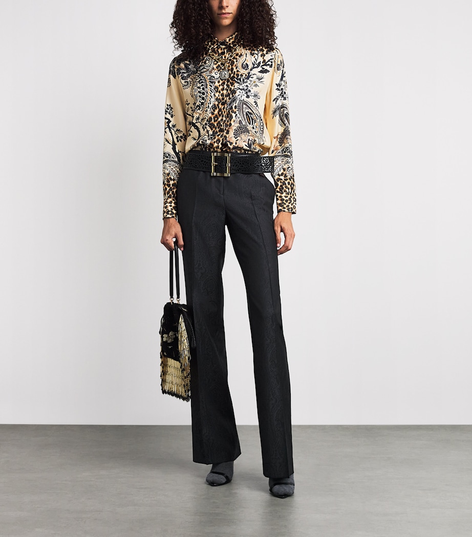 Etro Womens Wool Paisley Trousers Black Image 2