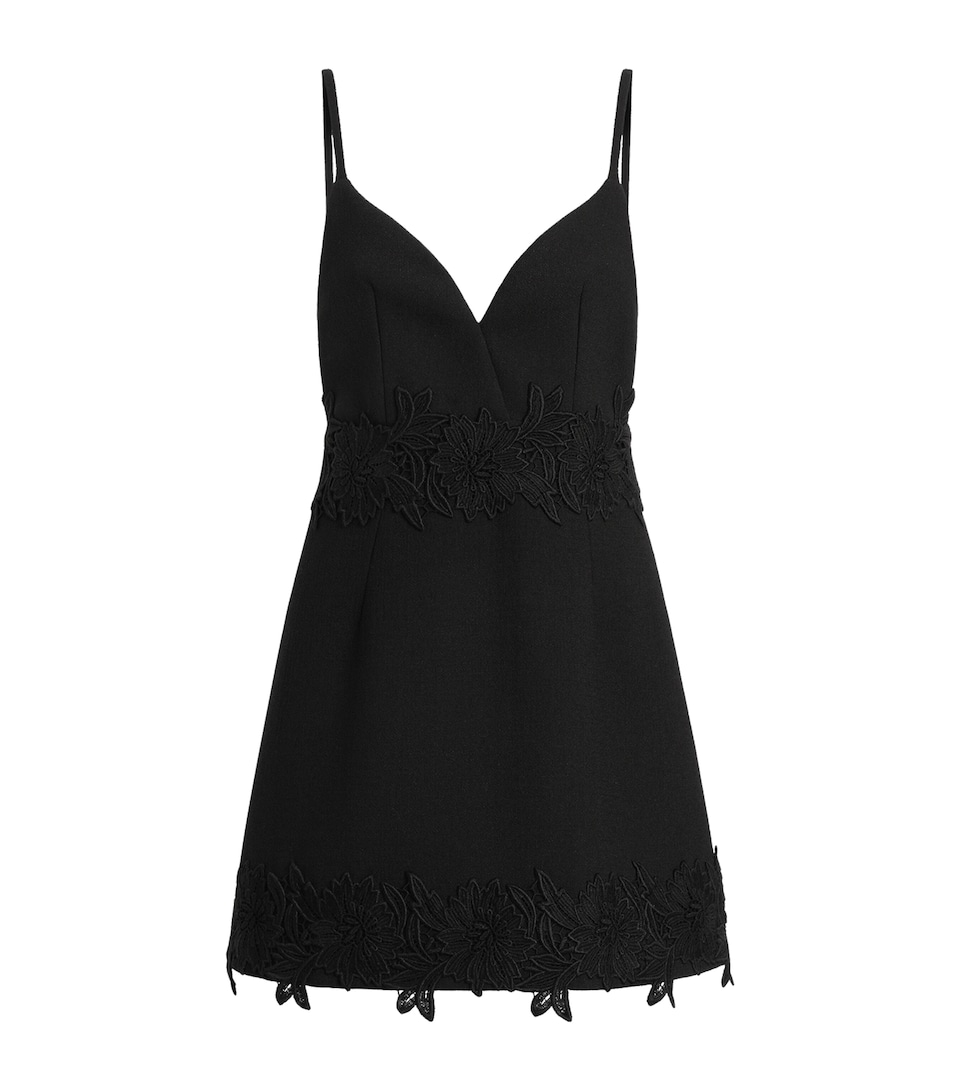 Floral-Appliqué Mini Dress