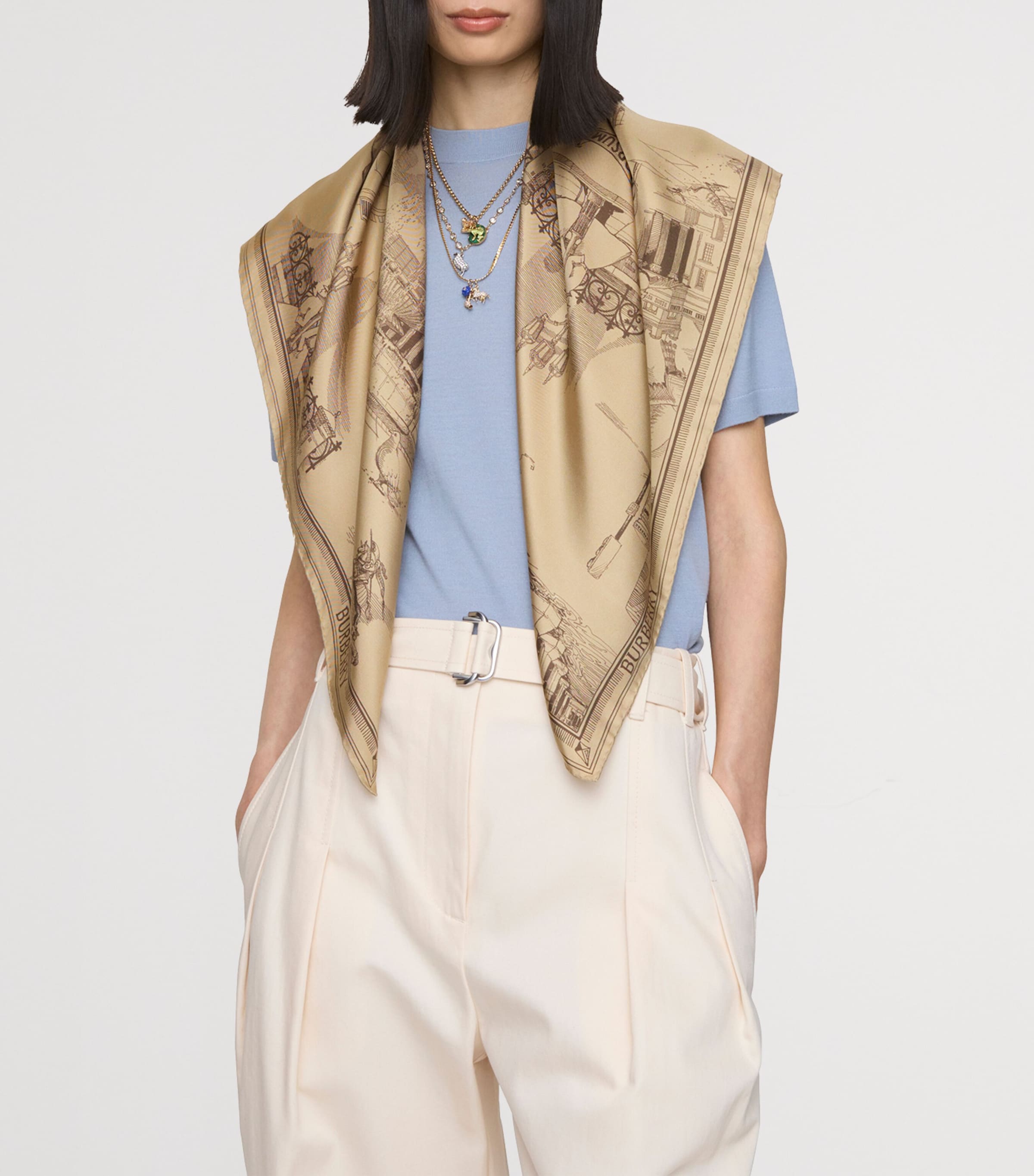 Silk London Landmarks Scarf SAND Image 2