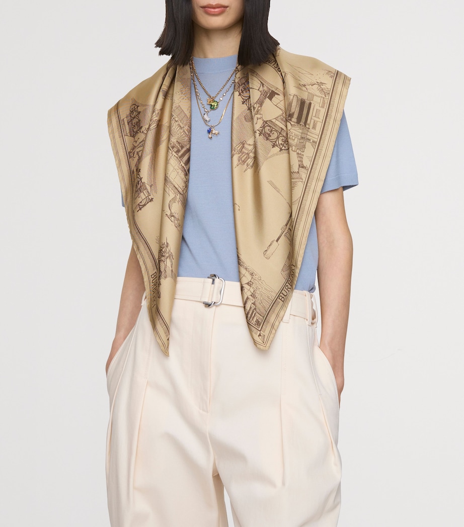 Silk London Landmarks Scarf SAND Image 2