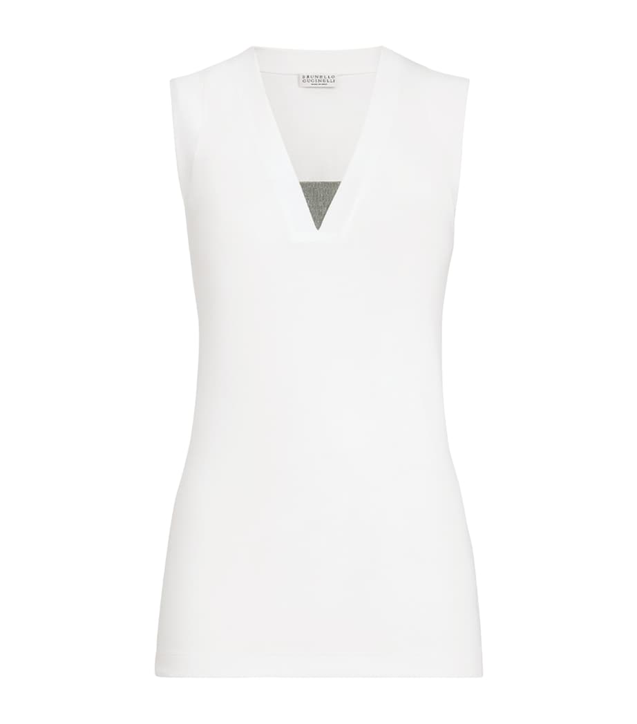 Brunello Cucinelli Womens Stretch-Cotton Monili Tank Top Image 1