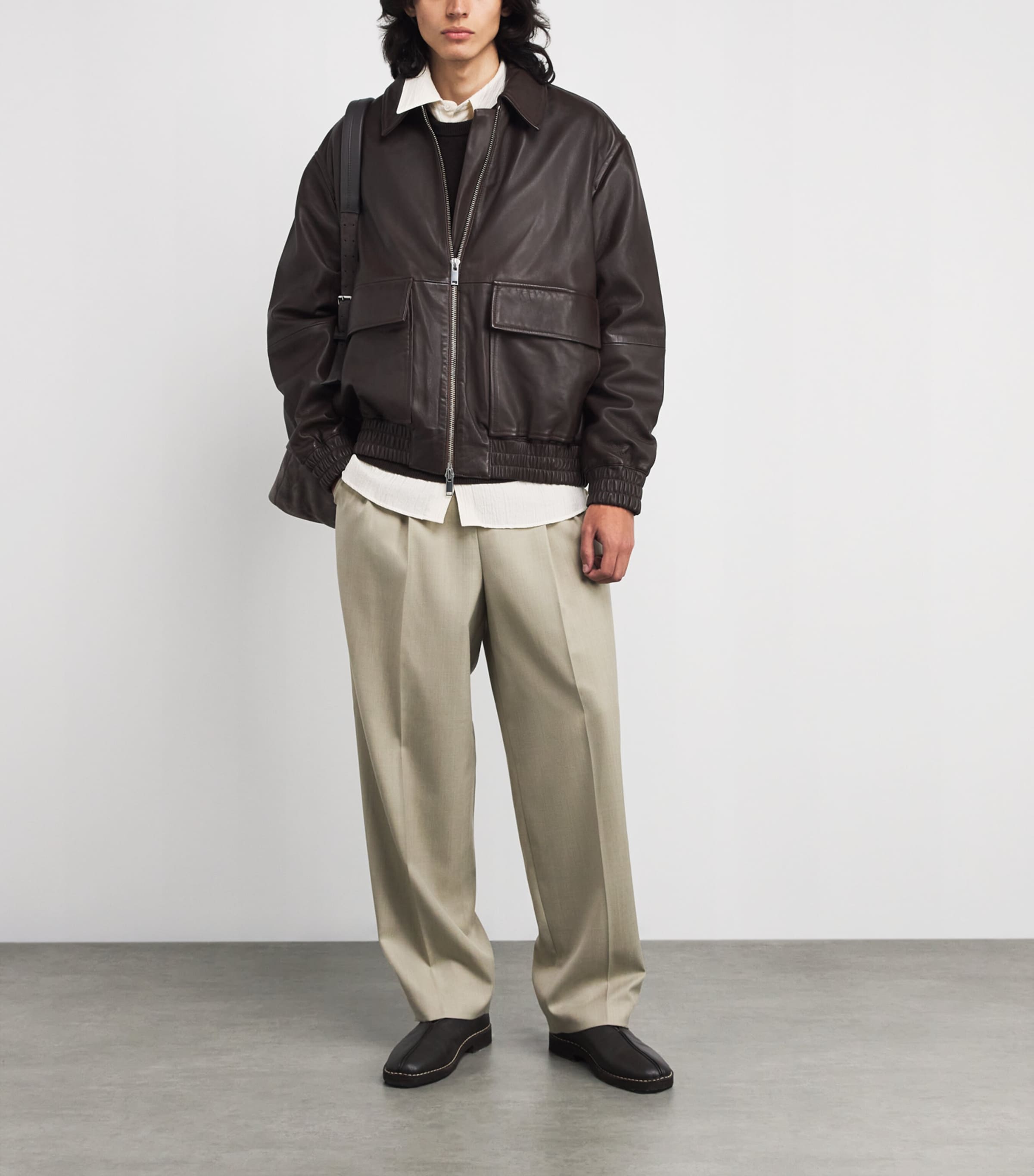 Piston Leather Bomber Jacket BROWN Image 2