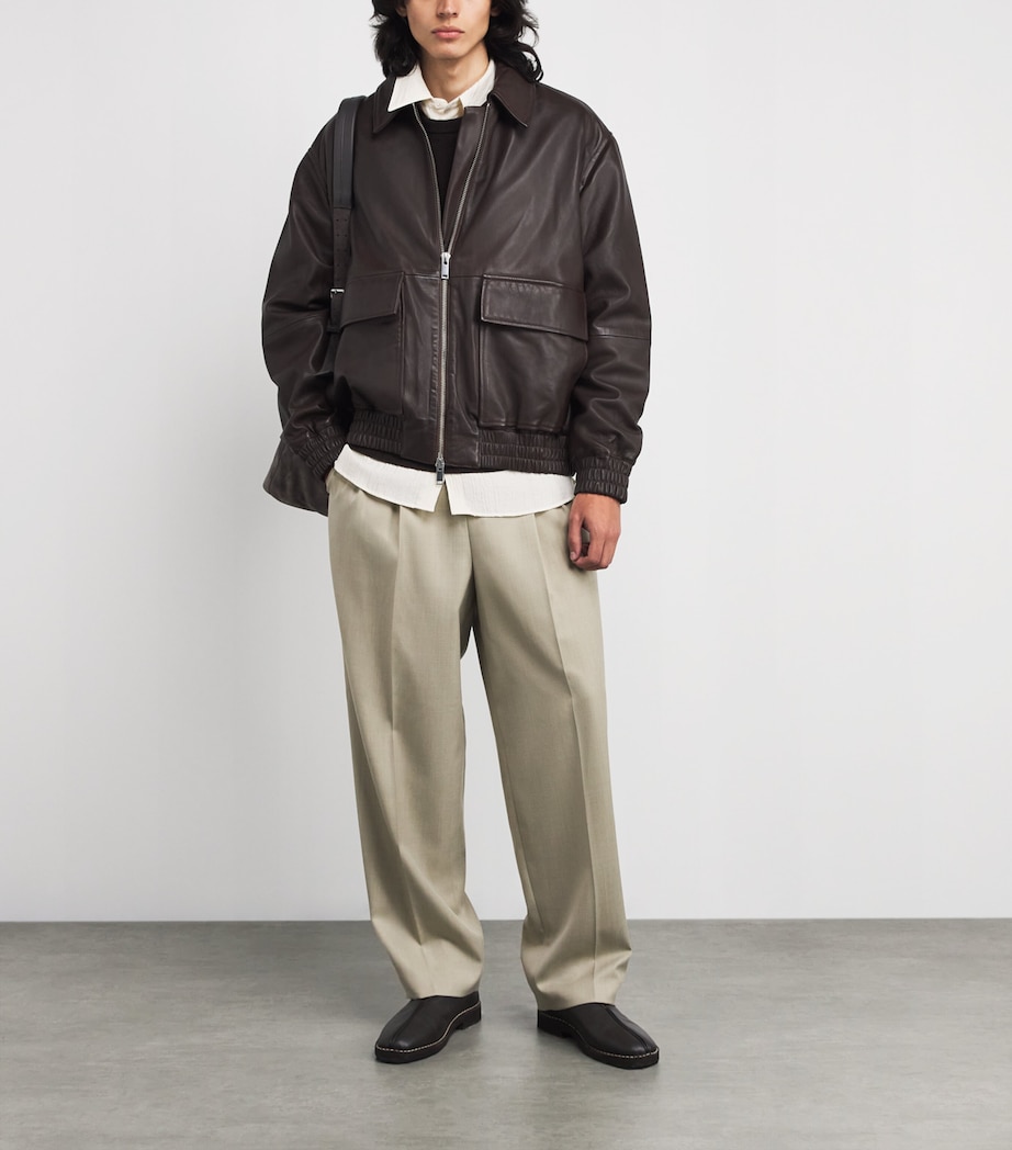 Piston Leather Bomber Jacket BROWN Image 2