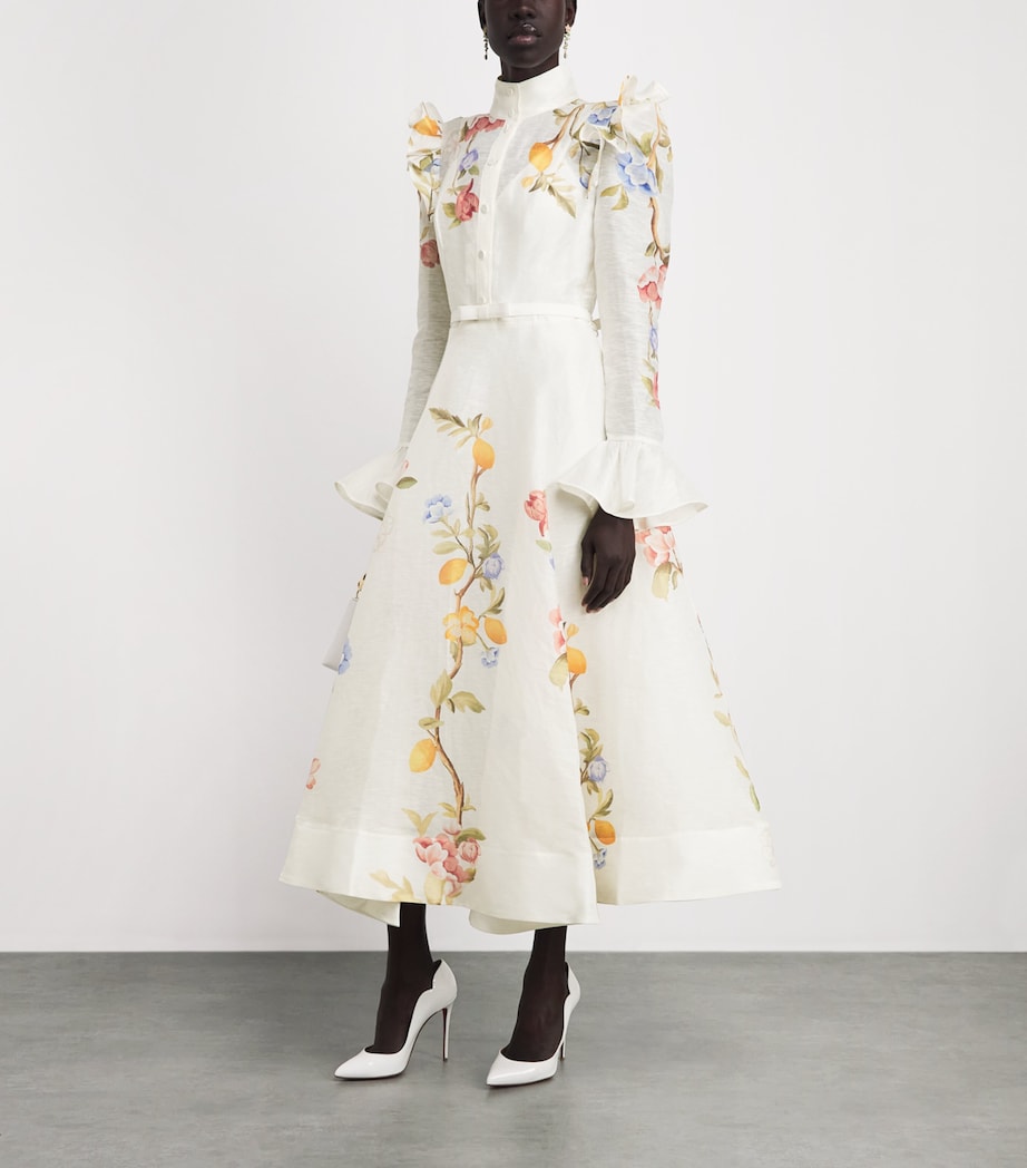 LEO LIN Womens Floral Selina Midi Dress Lemon Vine Prnt Snow Image 2