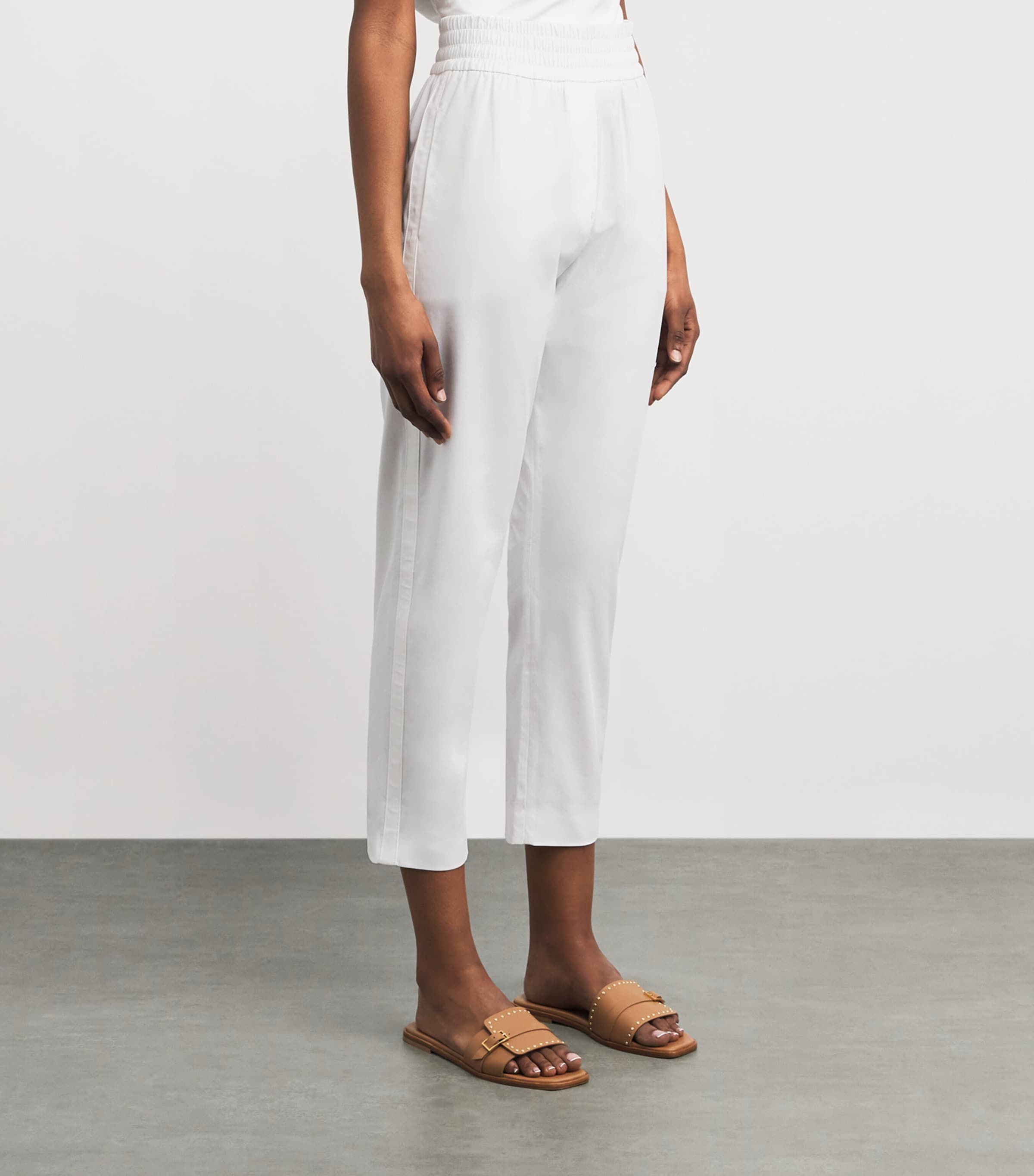 Eleventy Womens Elasticated Straight Trousers Bianco Image 4