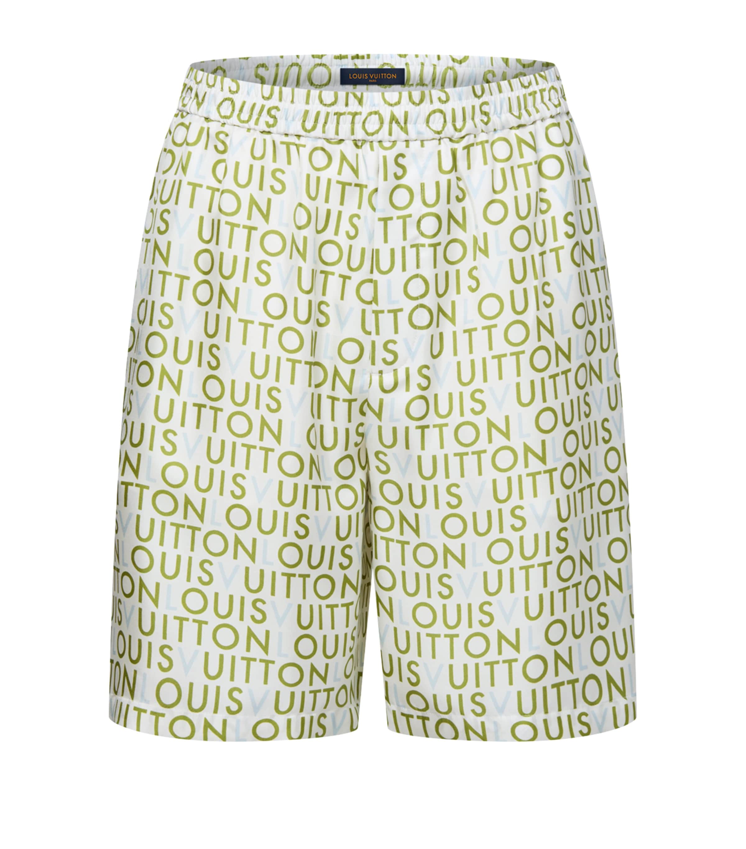 LOUIS VUITTON Mens Silk Printed Shorts Milk White Image 1