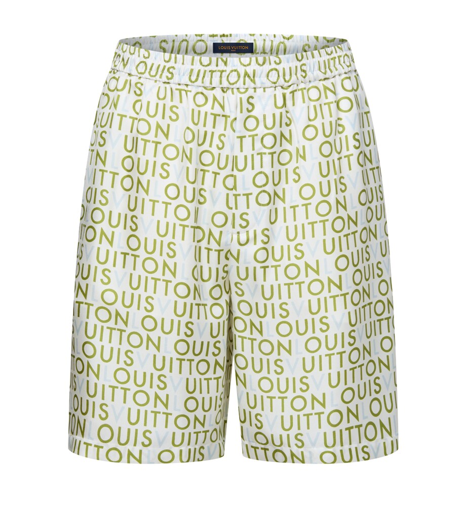 LOUIS VUITTON Mens Silk Printed Shorts Milk White Image 1