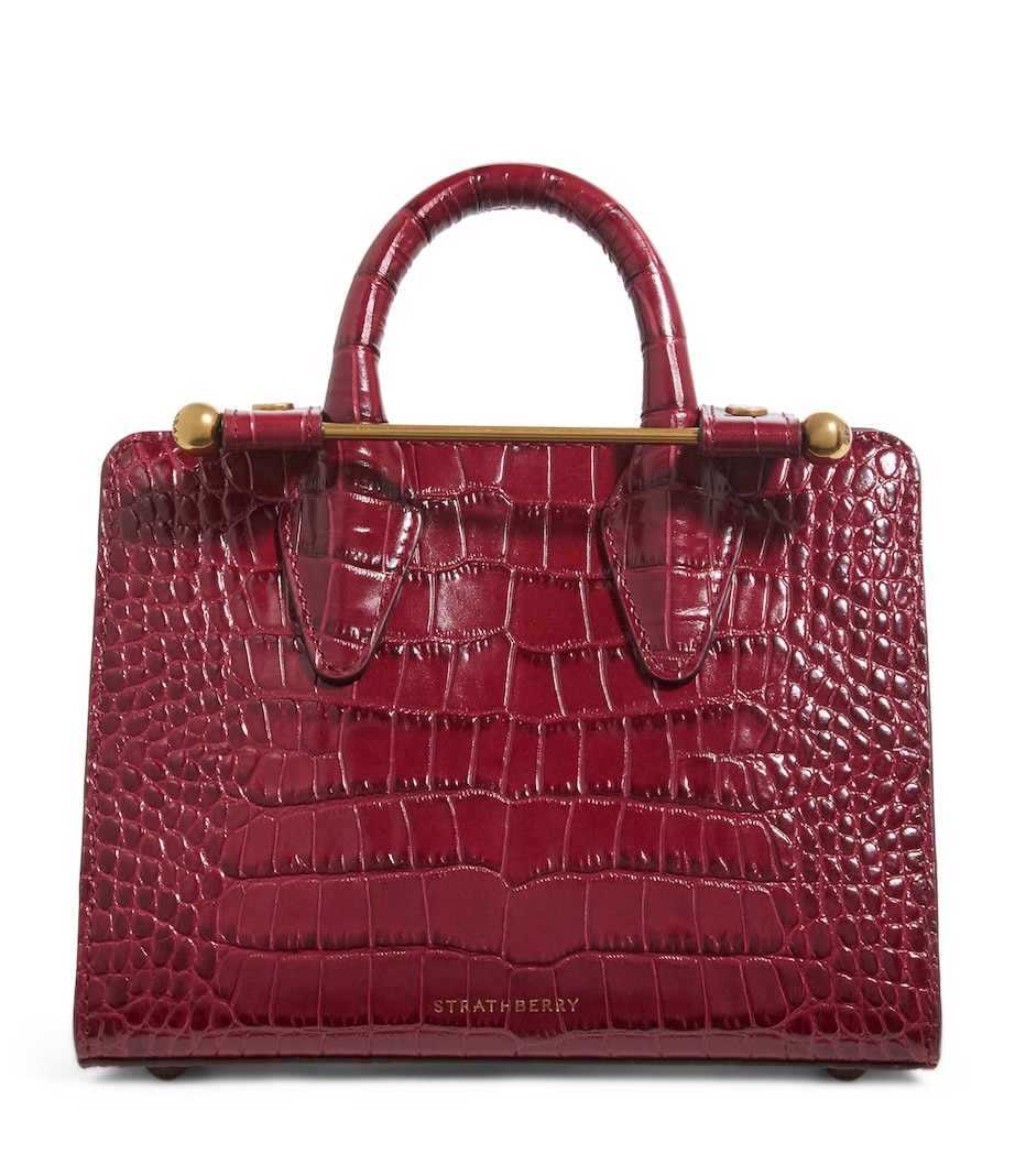 Croc-Embossed Leather Nano Tote Bag OXBLOOD Image 1
