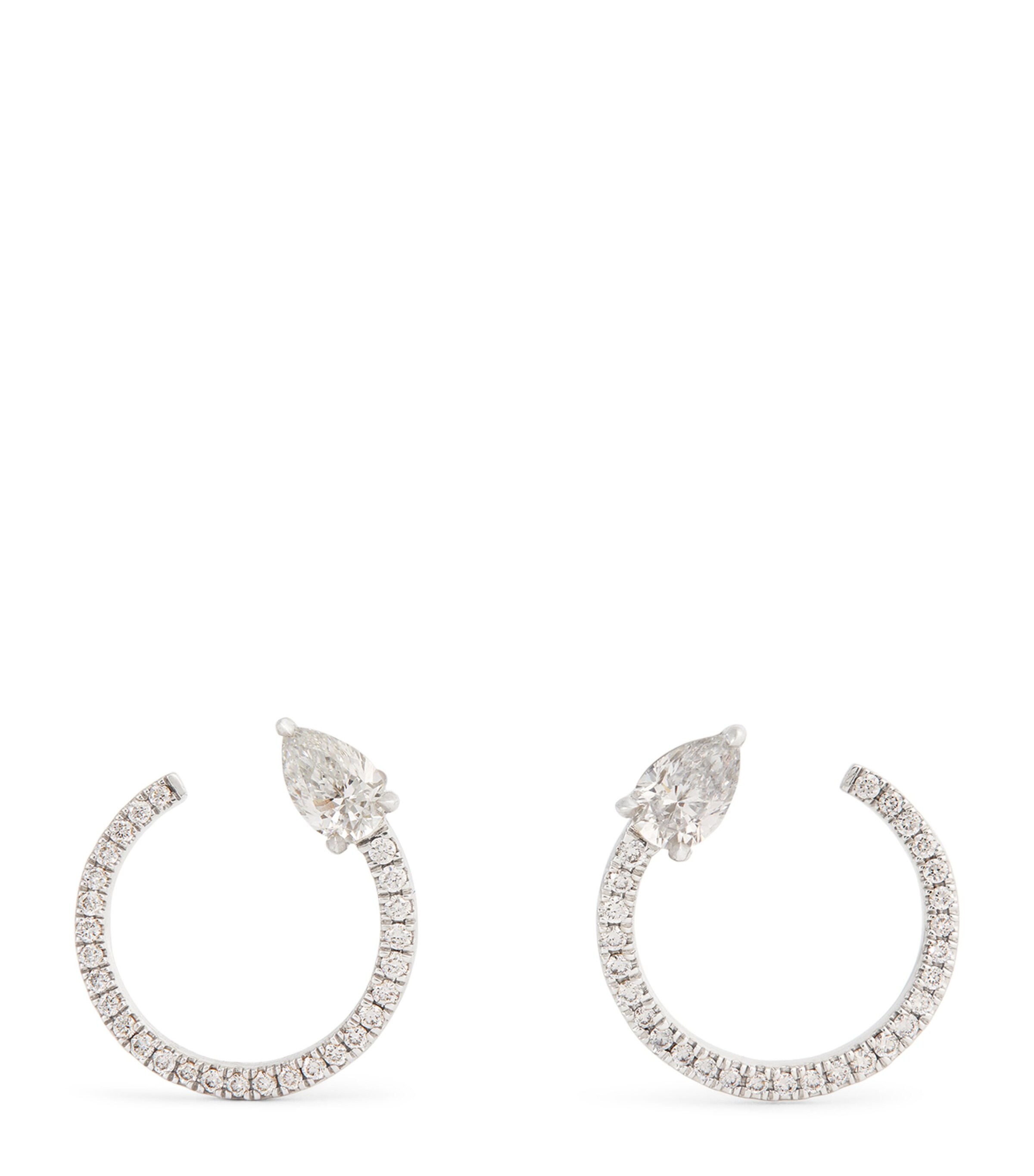 Engelbert White Gold and Diamond Moon Earrings White Gold Image 1