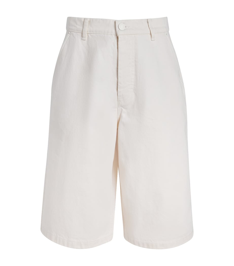 AMI Paris Mens Cotton Oversized Bermuda Shorts Blanc Creme Image 1