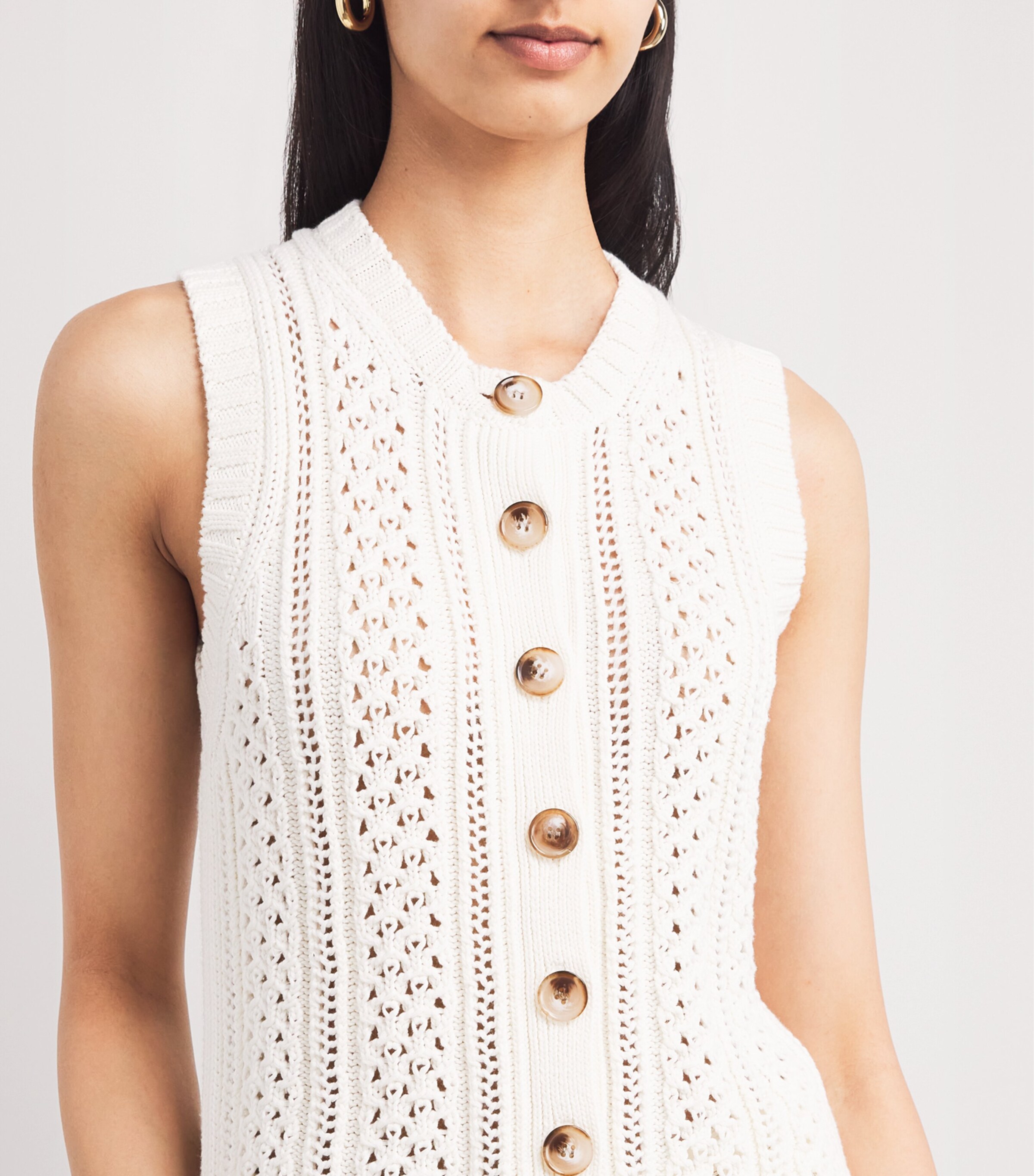 Cotton Open-Stitch Vest CREAM Image 6