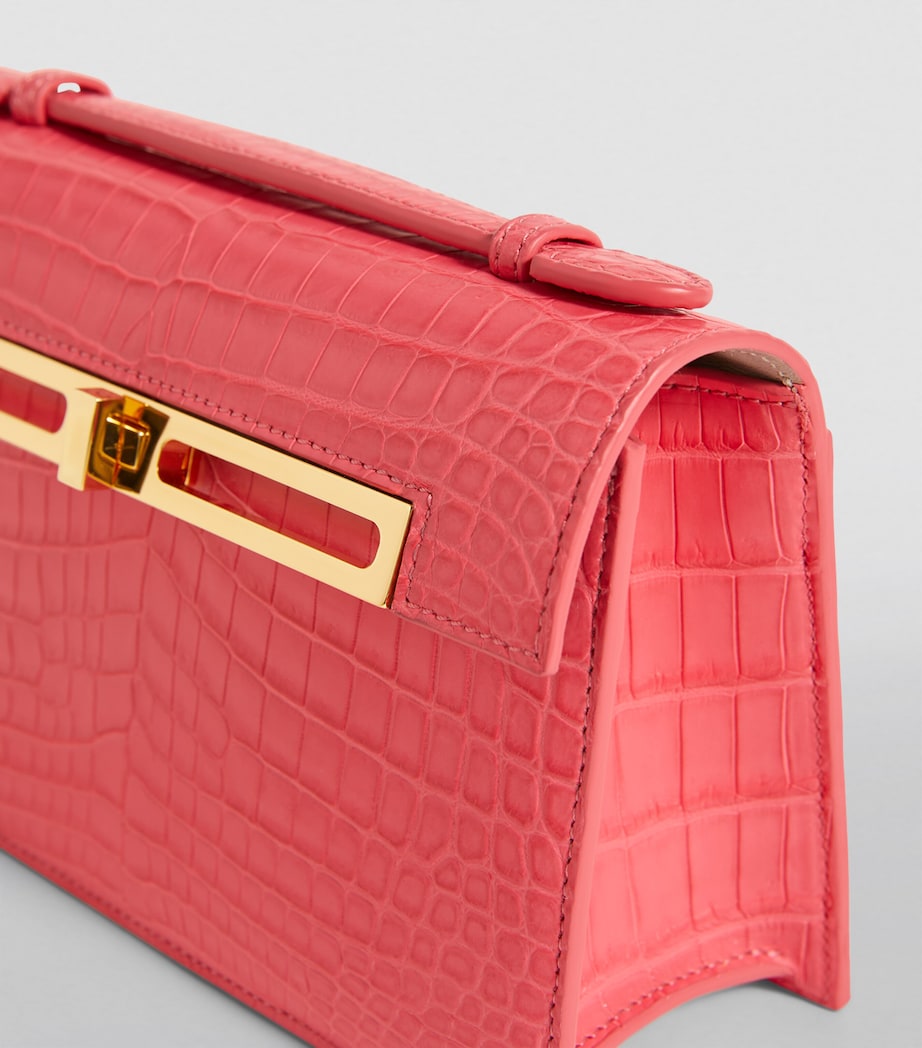 Mini Crocodile Emma Top-Handle Bag PINK MATTE Image 6