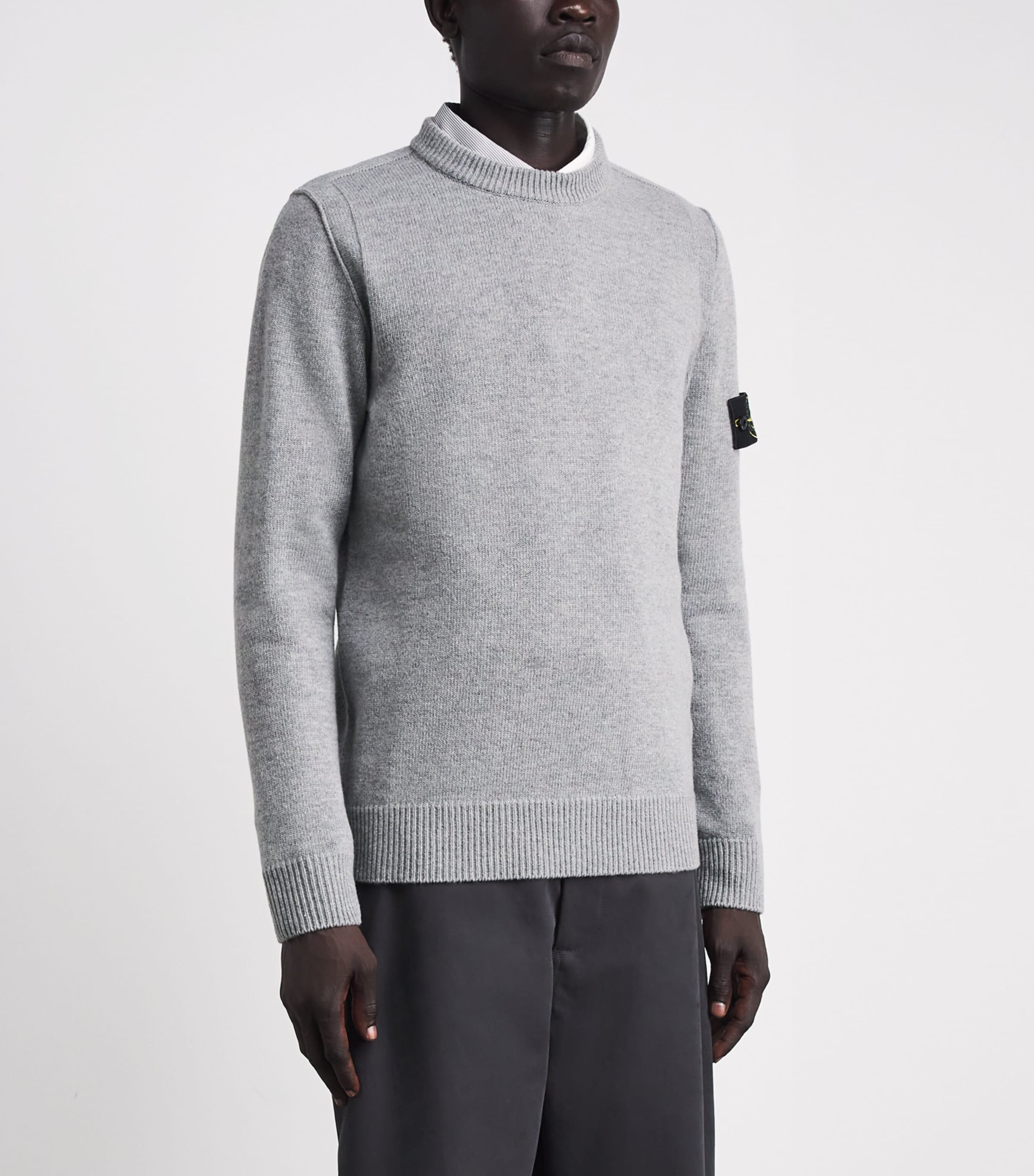 Stone Island Mens Virgin Wool-Blend Compass Sweater Image 4