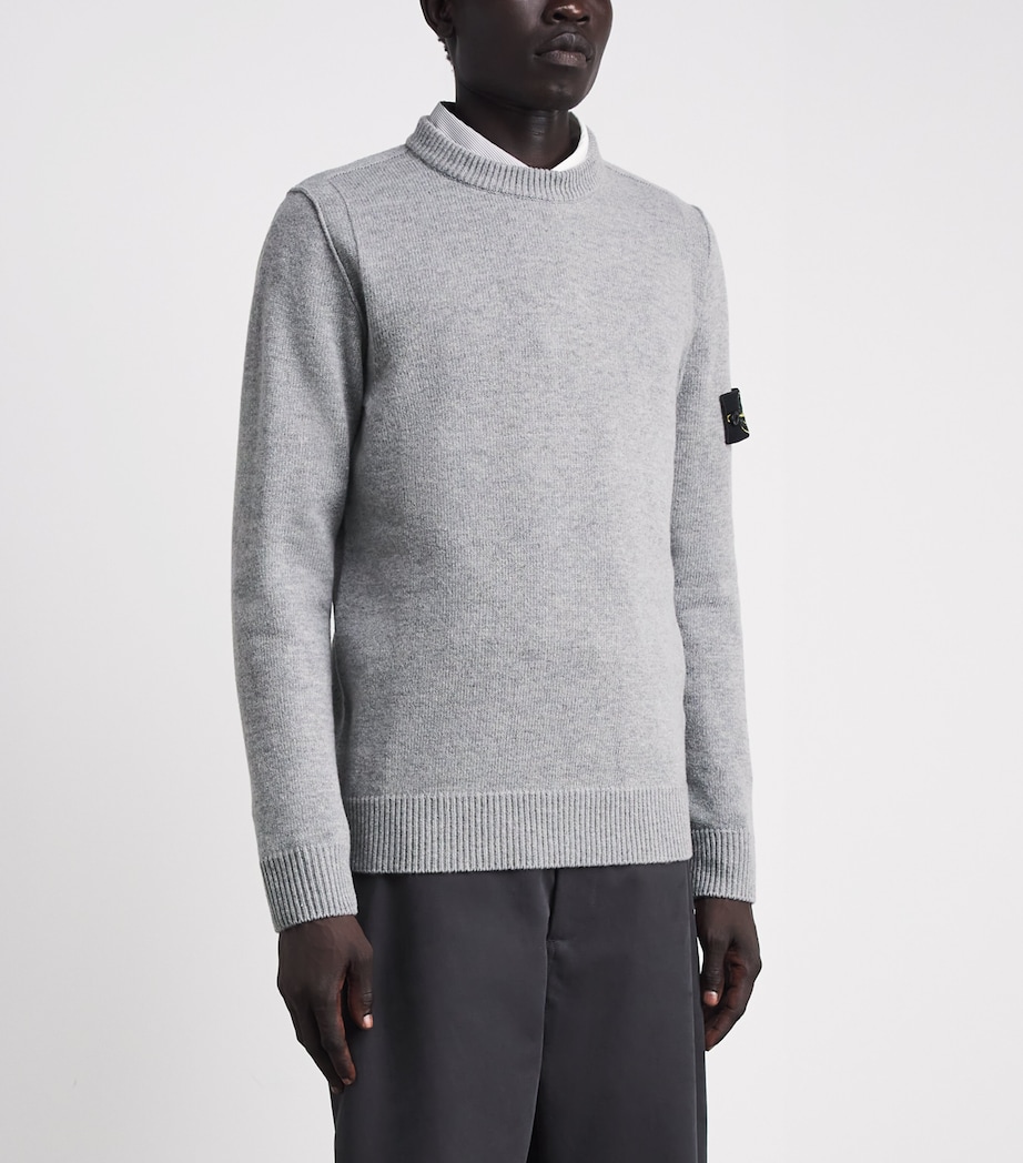 Stone Island Mens Virgin Wool-Blend Compass Sweater Image 4