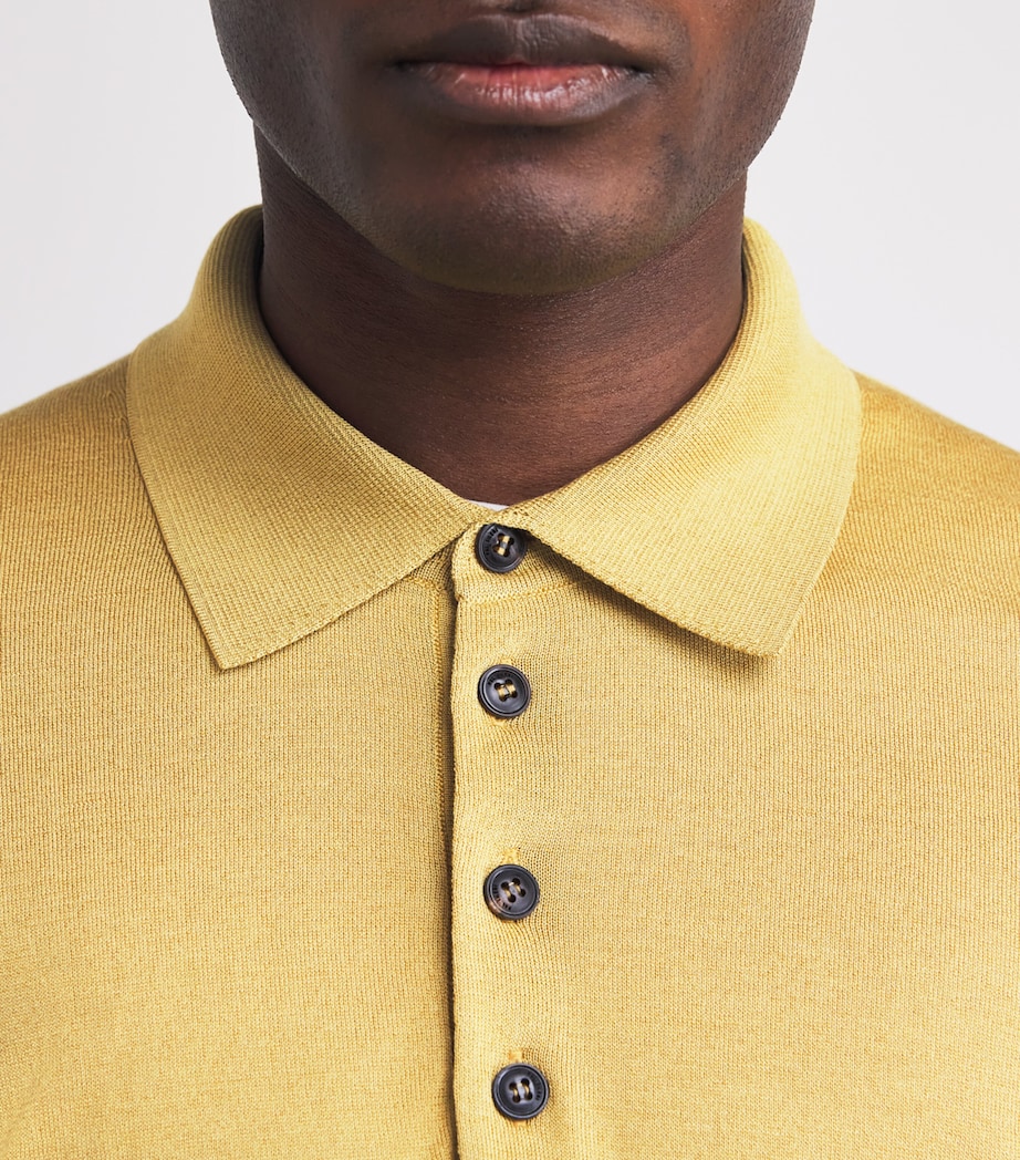Silk-Cotton Polo Shirt 50 MUSTARD Image 6