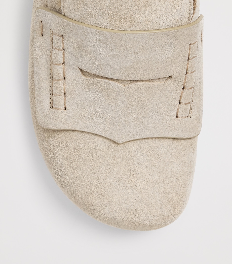 Suede Shearling Mule Loafers 130-LIGHT BEIGE Image 5