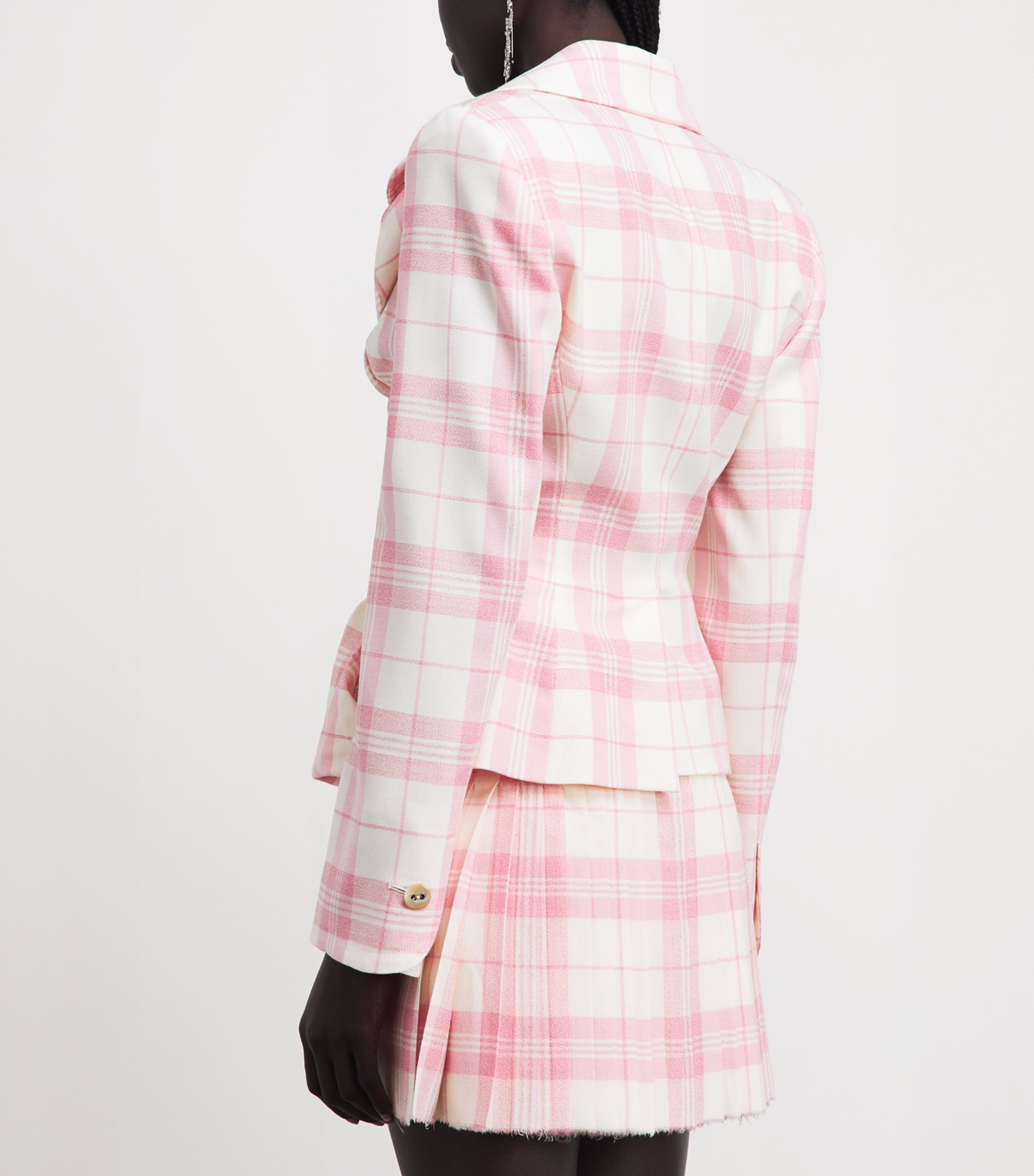 Vivienne Westwood Womens Check Asymmetric Drunken Jacket Ivory/pink Image 5