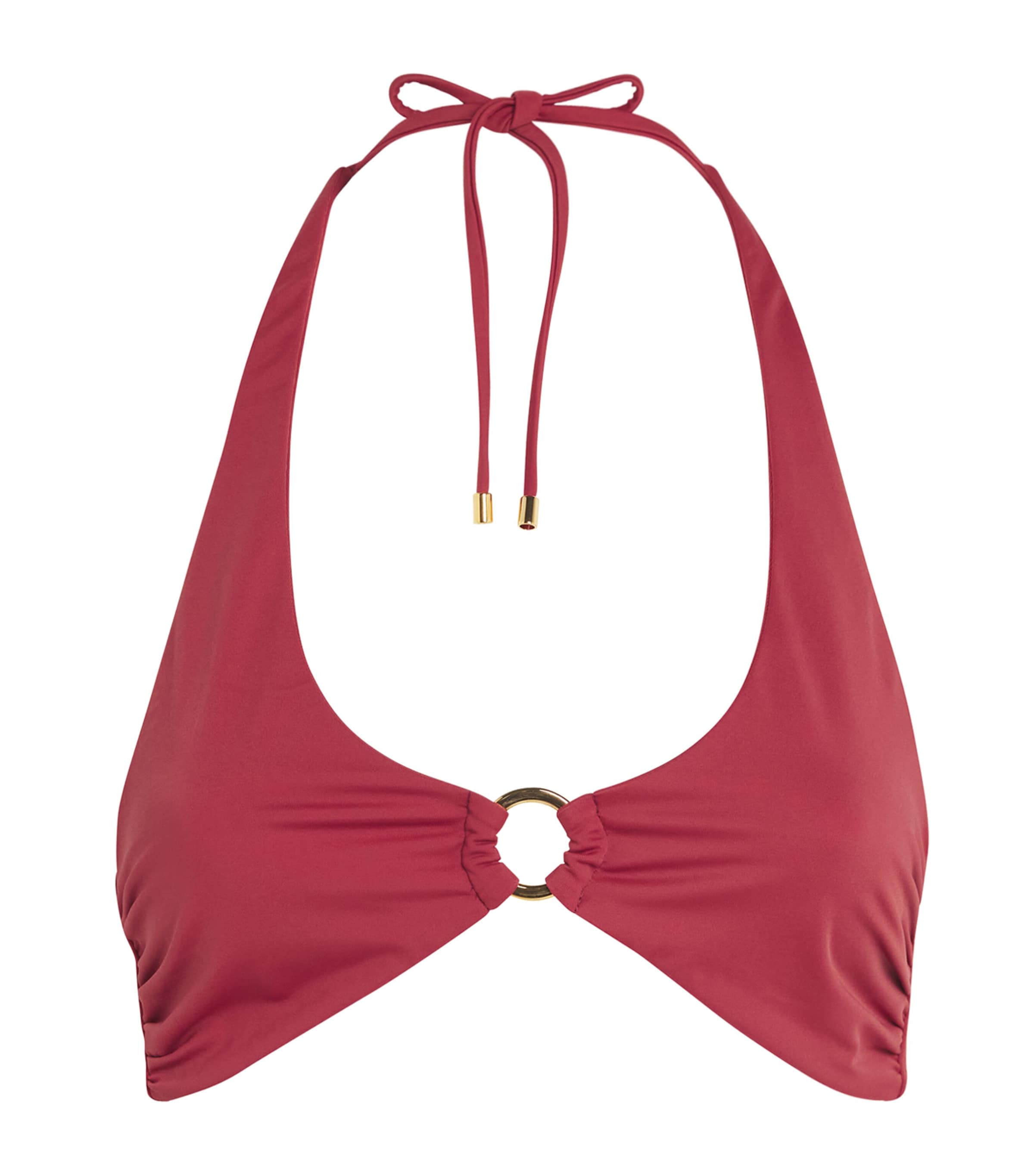 Away That Day Sorrento Halterneck Bikini Top In Red