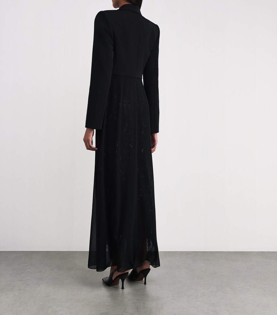 Chiffon-Trimmed Blazer 001 BLACK Image 4