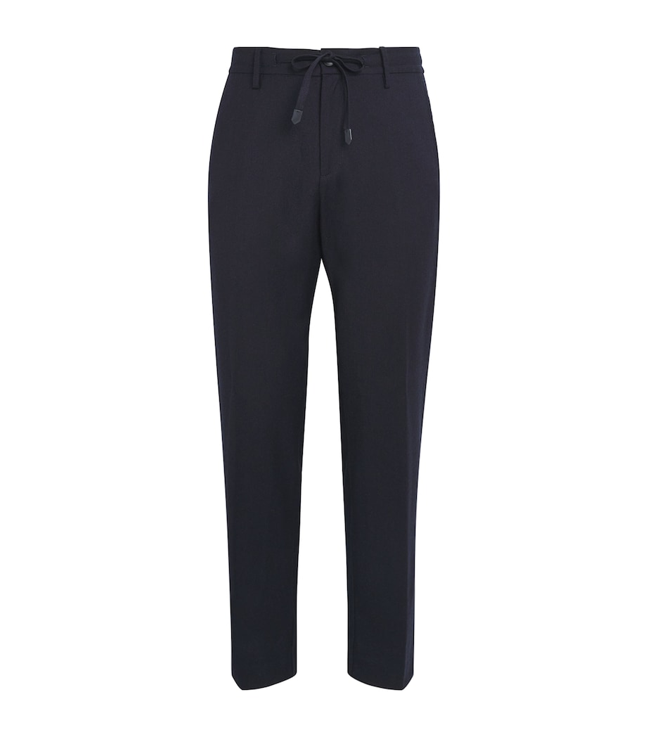 Canali Mens Wool Drawstring Trousers Navy Image 1