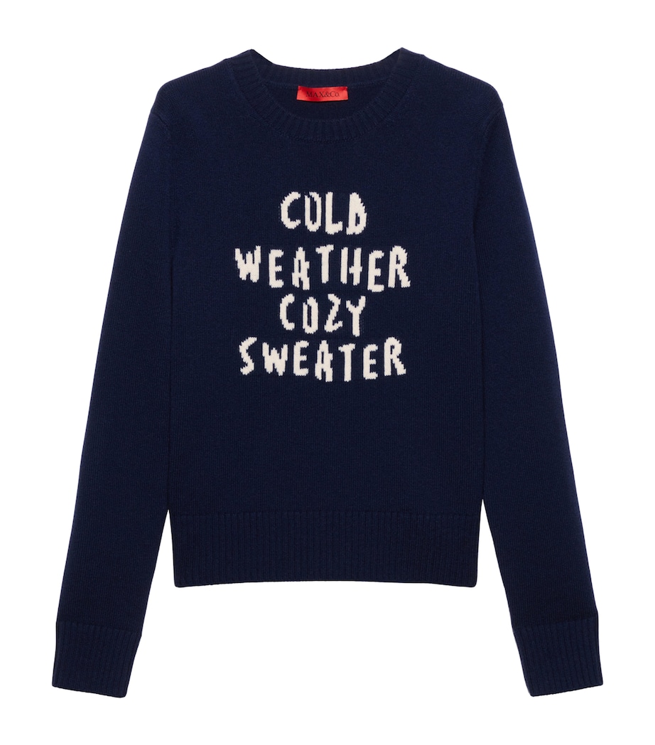 Wool-Cashmere Embroidered Sweater NAVY Image 1