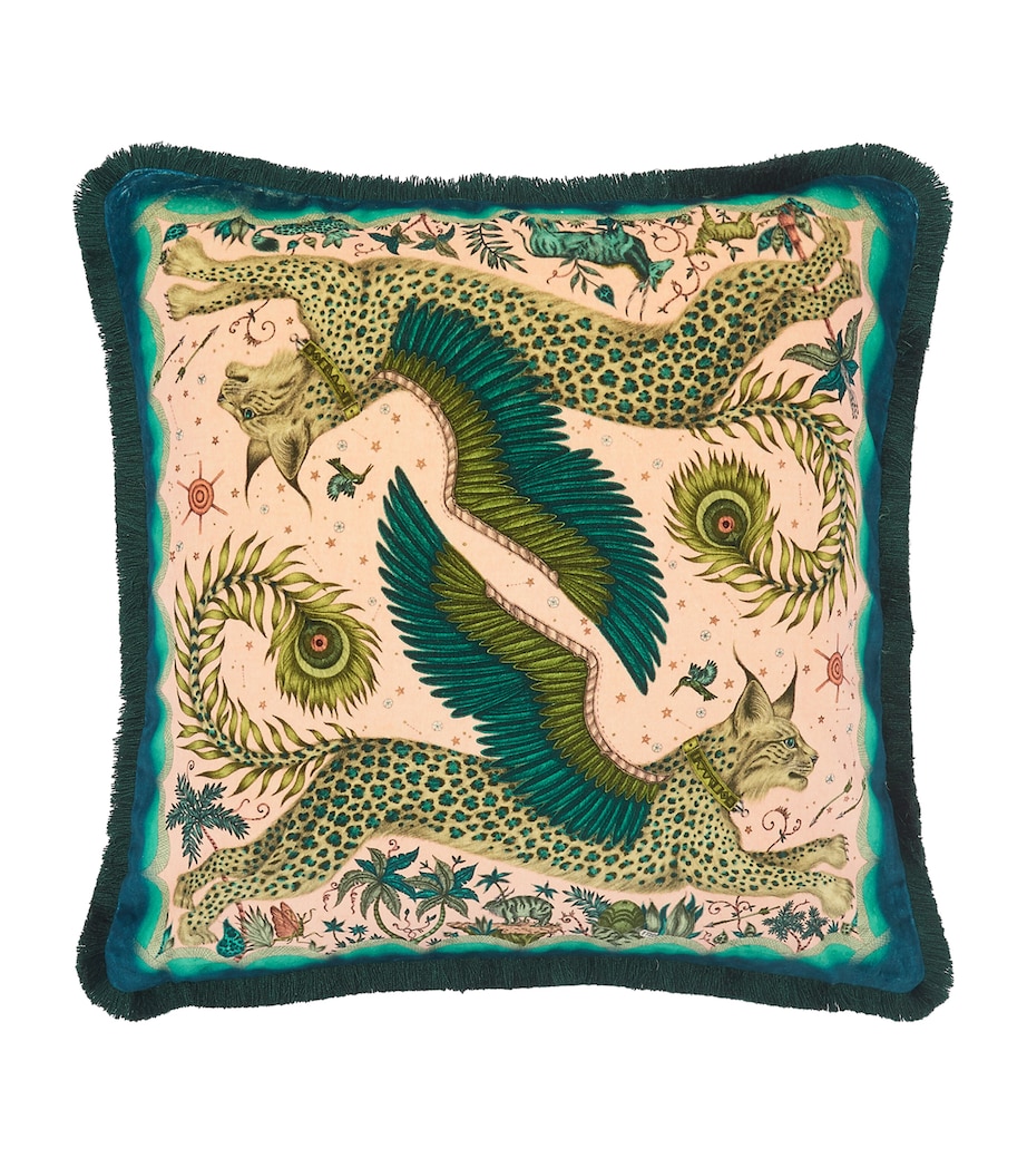Emma J Shipley Velvet Lynx Cushion (46cm x 46cm) Navy Image 1