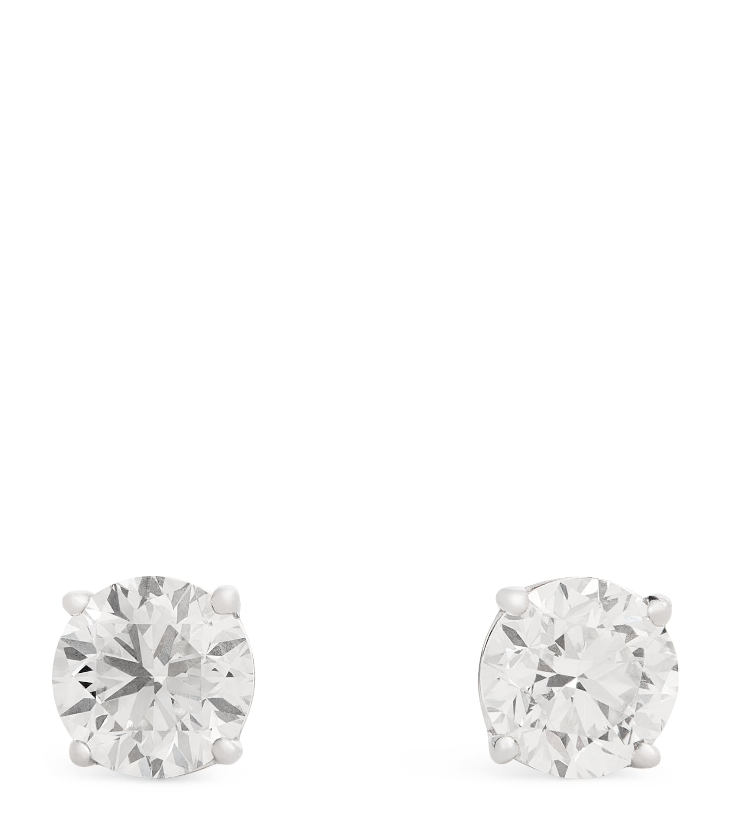 Harrods White Gold And Diamond Stud Earrings In White