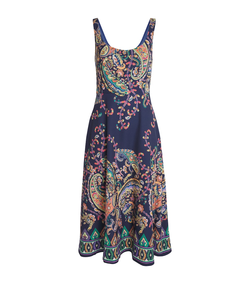 Etro Crepe Paisley Print Midi Dress