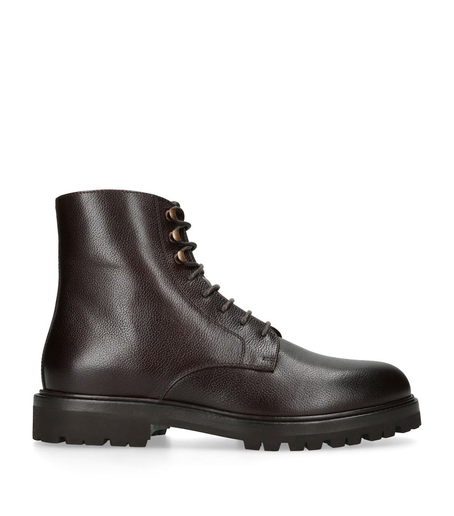 Leather Shearling-Lined Boots BROWN Image 1