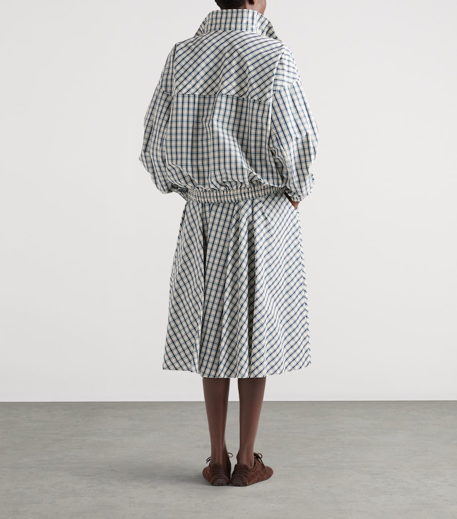 Prada Womens Chambray Check Midi Skirt Image 5