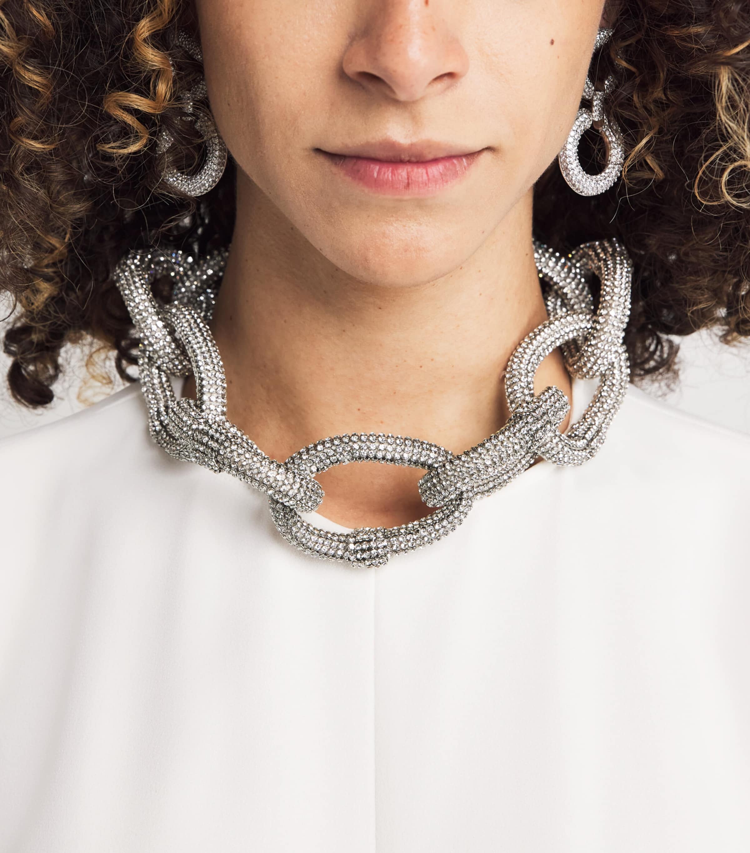 Satin Crystal Embellished Jumpsuit 9001 WHITE Image 6