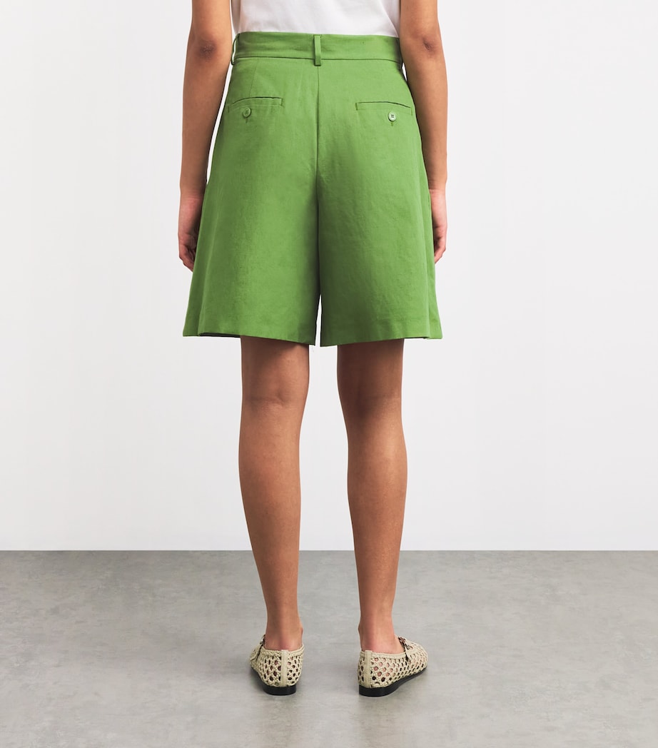 Cotton-Linen Shorts GREEN Image 4