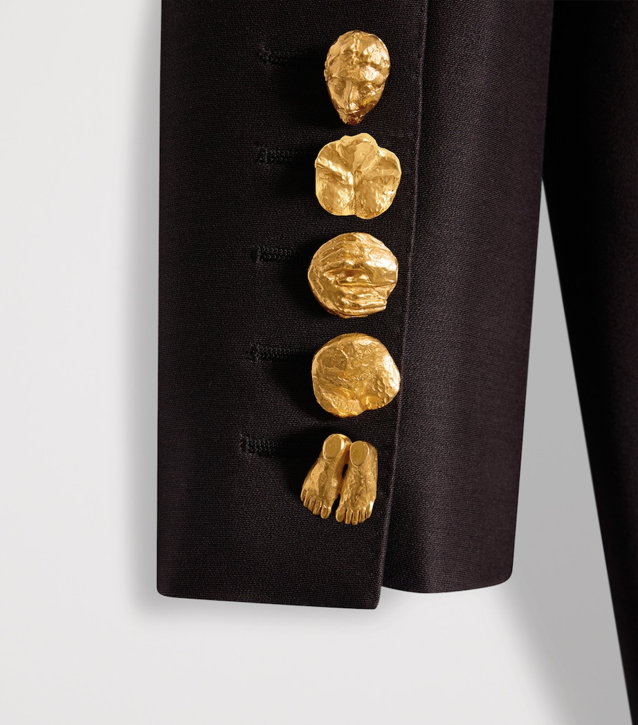 Schiaparelli Womens Wool-Silk Demi-Lune Jacket Dark Brown Image 7