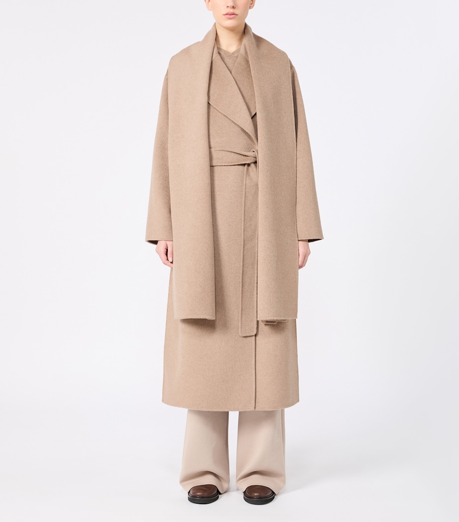 Max Mara Womens Wool-Cashmere Belted Wrap Coat Clay Image 3