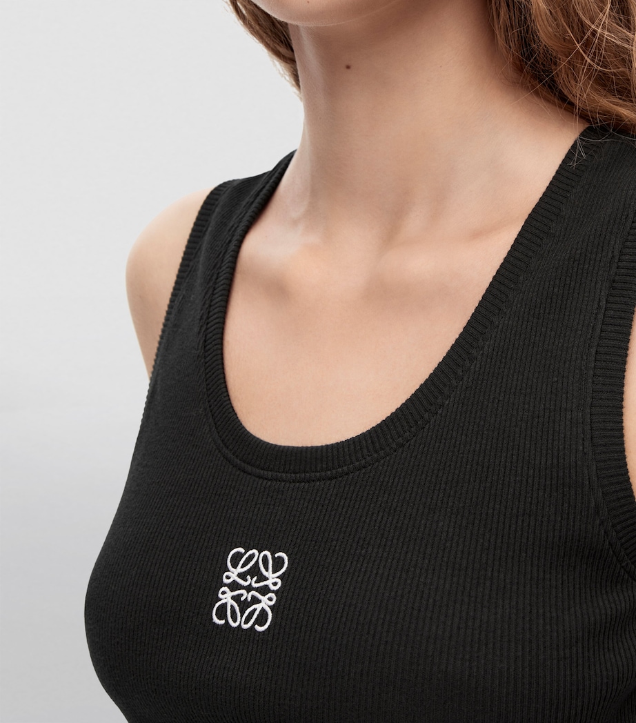 Embroidered Anagram Tank Top BLACK Image 5