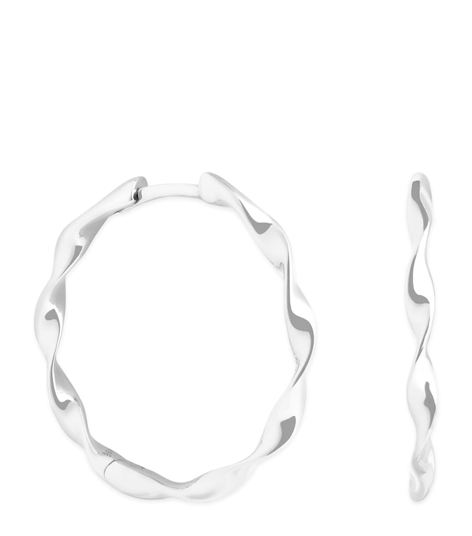 Large White Gold Twist Hoop Earrings WHITE GOLD Image 1