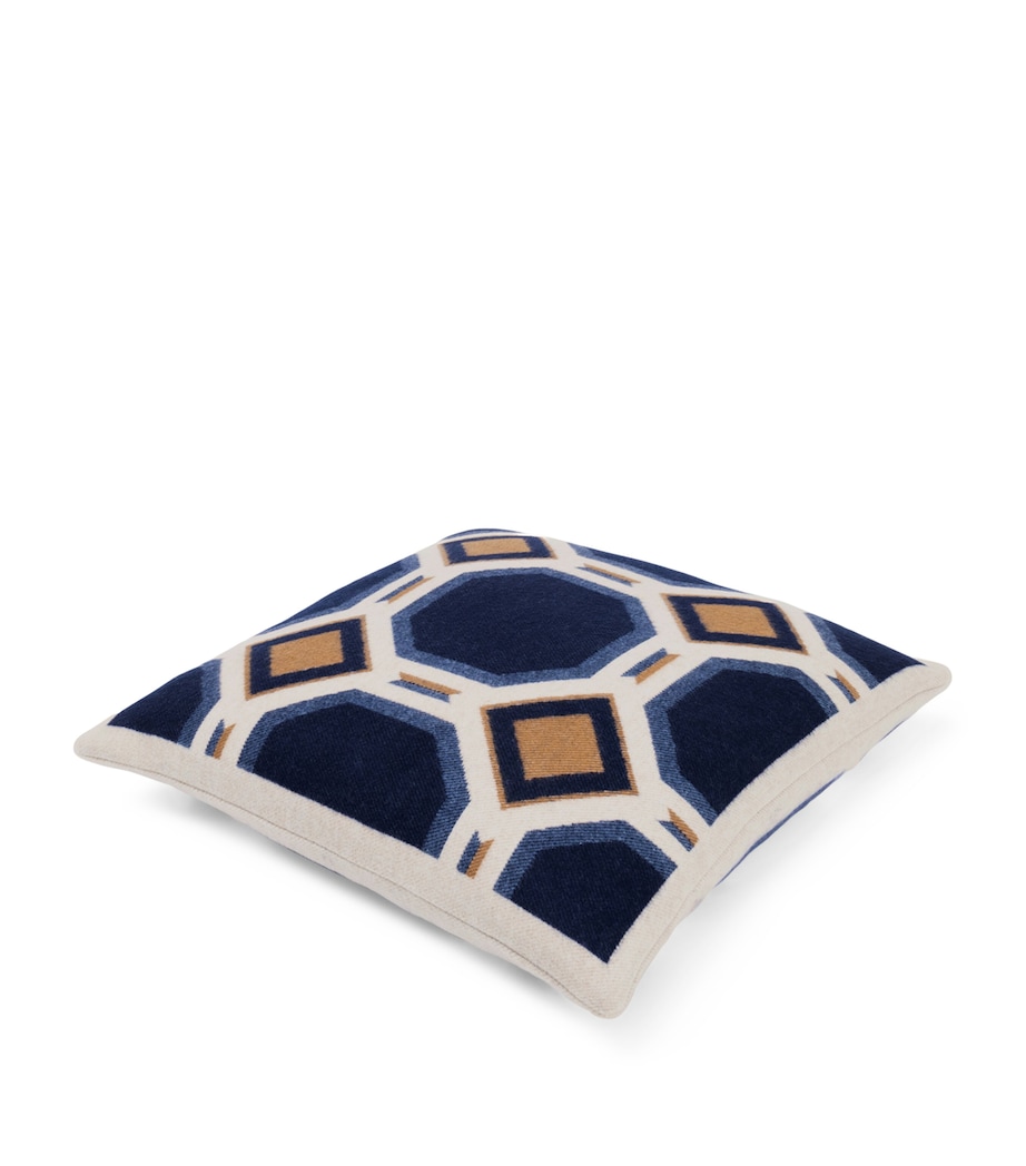 Wool-Cashmere Deco 005 Cushion (50cm x 50cm) 8E30 - BLUE/CREAM Image 4